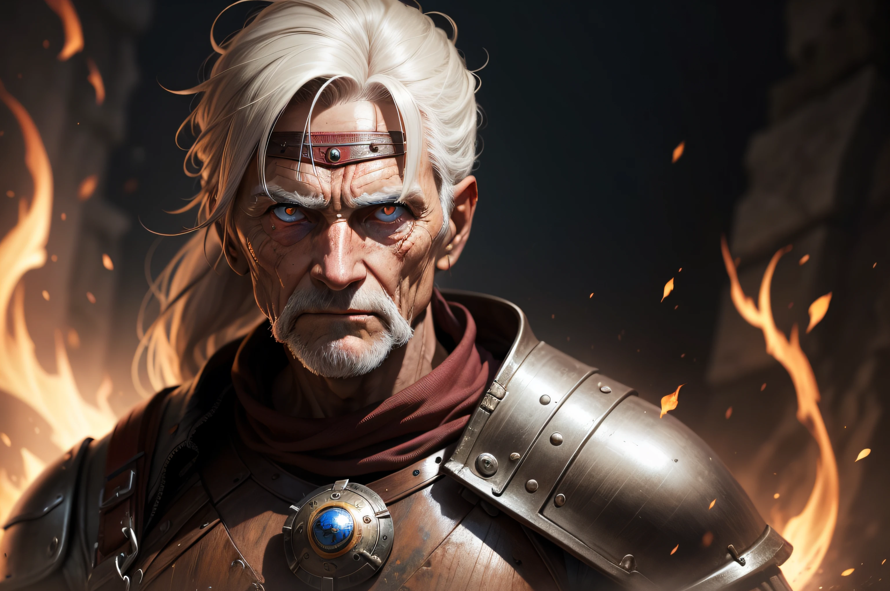 an old warrior with eyes of pure light