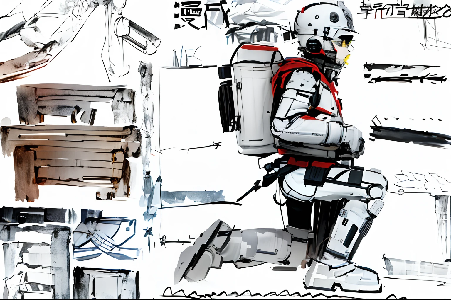 Exoskeleton soldiers、Individual soldiers can wear soldiers，design sketches，davinci