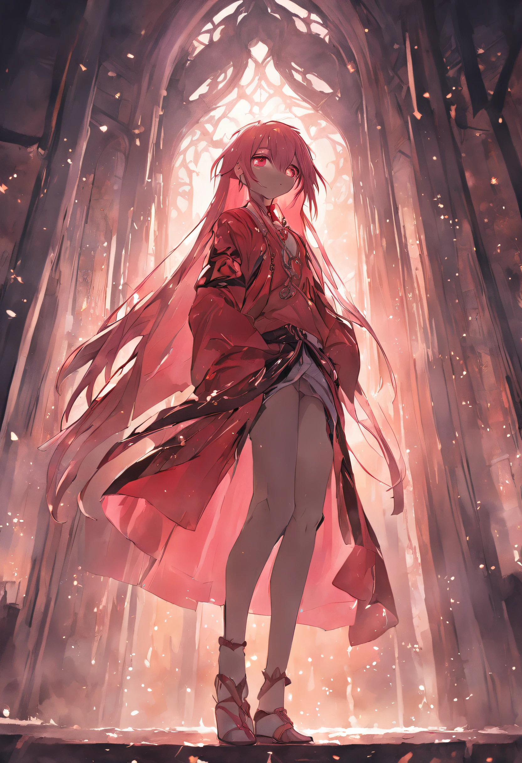 (flatcolors:1.3),(a color:1.3),(tmasterpiece:1.2),best qualtiy,Original,Faraway view,extremelydetailedwallpaper,looking at viewert,Anime face, Black skin、Long straight pink hair、ember、Ragged skirt、Bare upper body、Translucent red veil、Gold ornaments、Adult Male、Perfect body proportion,long whitr hair,Tattered skirt,Bare upper body,The is very detailed,The is very detailed,red eyes,a slight light, cinmatic lighting, Mattire, steins, Milky white quartz, opals, jewely, silkouette, feater, Water splashes, Mist, eletric、eletric、spark of light、lens flare glow、edge lit、The light from the back window is backlighted、bangle、color difference、RTX、post-proces,Adult Male,full bodyesbian,Perfect body proportion,Adult men,Adults,ember,cool guy,Bare upper body,male people,full bodyesbian,cool guy,Full body perfect,full bodyesbian,