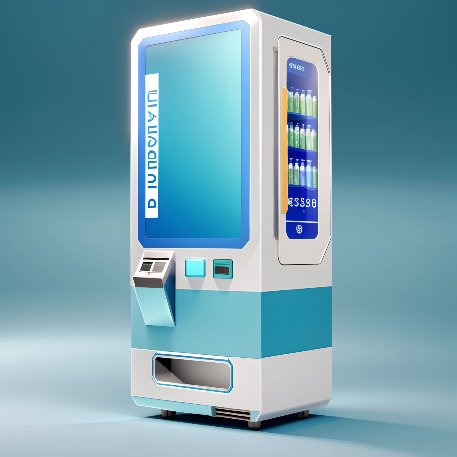 Close-up with medical treatment,For example,Technical medical elements,vending machines,sci-fi vending machine,3D product render,Some are more specific, Descriptive scenarios may appear on the computer,por exemplo, Someone went to the vending machine and bought medical supplies,Or describe the scene where something is purchased,Some combinations of foil scene elements, Product rendering,Stylistic references attract attention,applied,Represents fashionability,A little bit of technology,Elements with a strong visual sense,There are reasonable ones on the fuselage, A contextual description of the style element, etc,A little diversified,Fewer colors,There are no portraits on the machine,or role,The color is lighter,There are slightly more elements of technology and healthcare,A little bit of design,The overall color is mainly dark blue and white,Color distribution is 50 each%,Wish there were more elements
