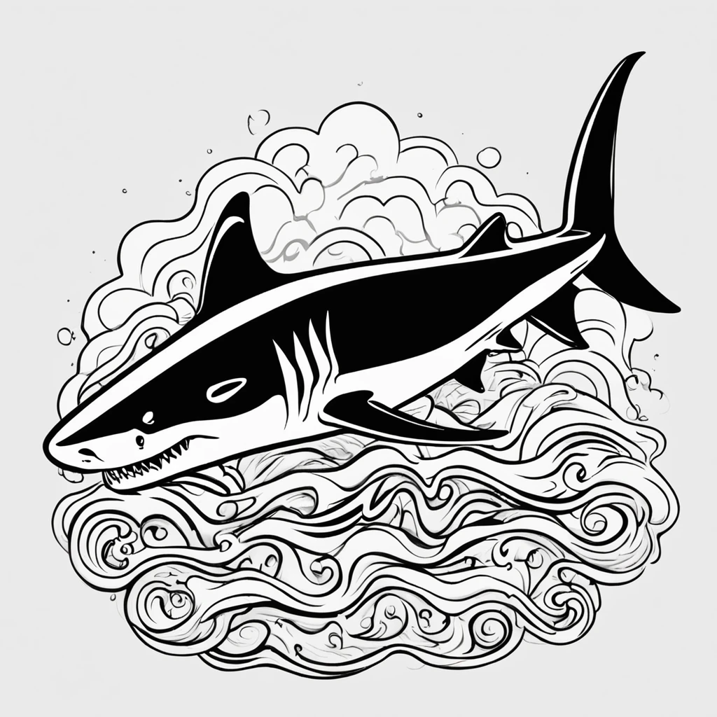 2d vector logo shark black and white