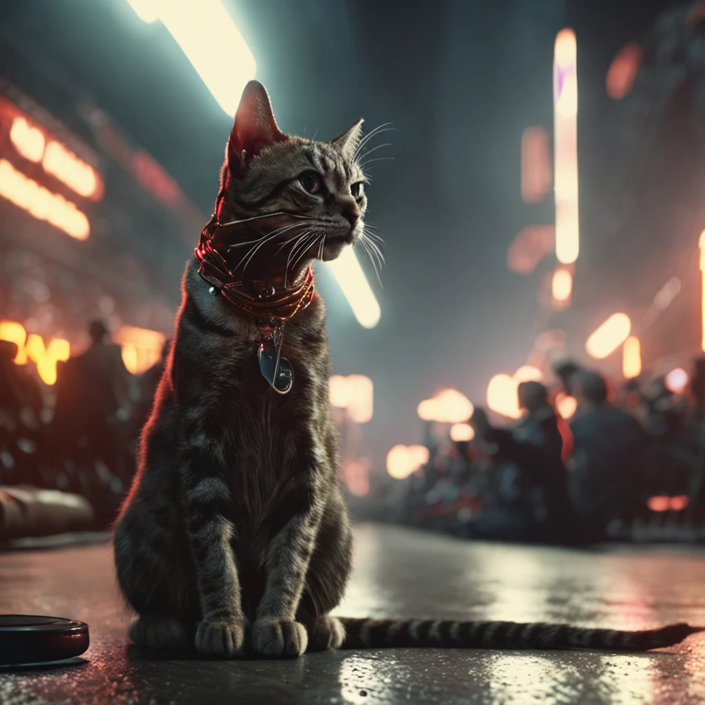 photorealistic, cinematic lighting, dark atmosphere, 8k, cats on a linkin park concert