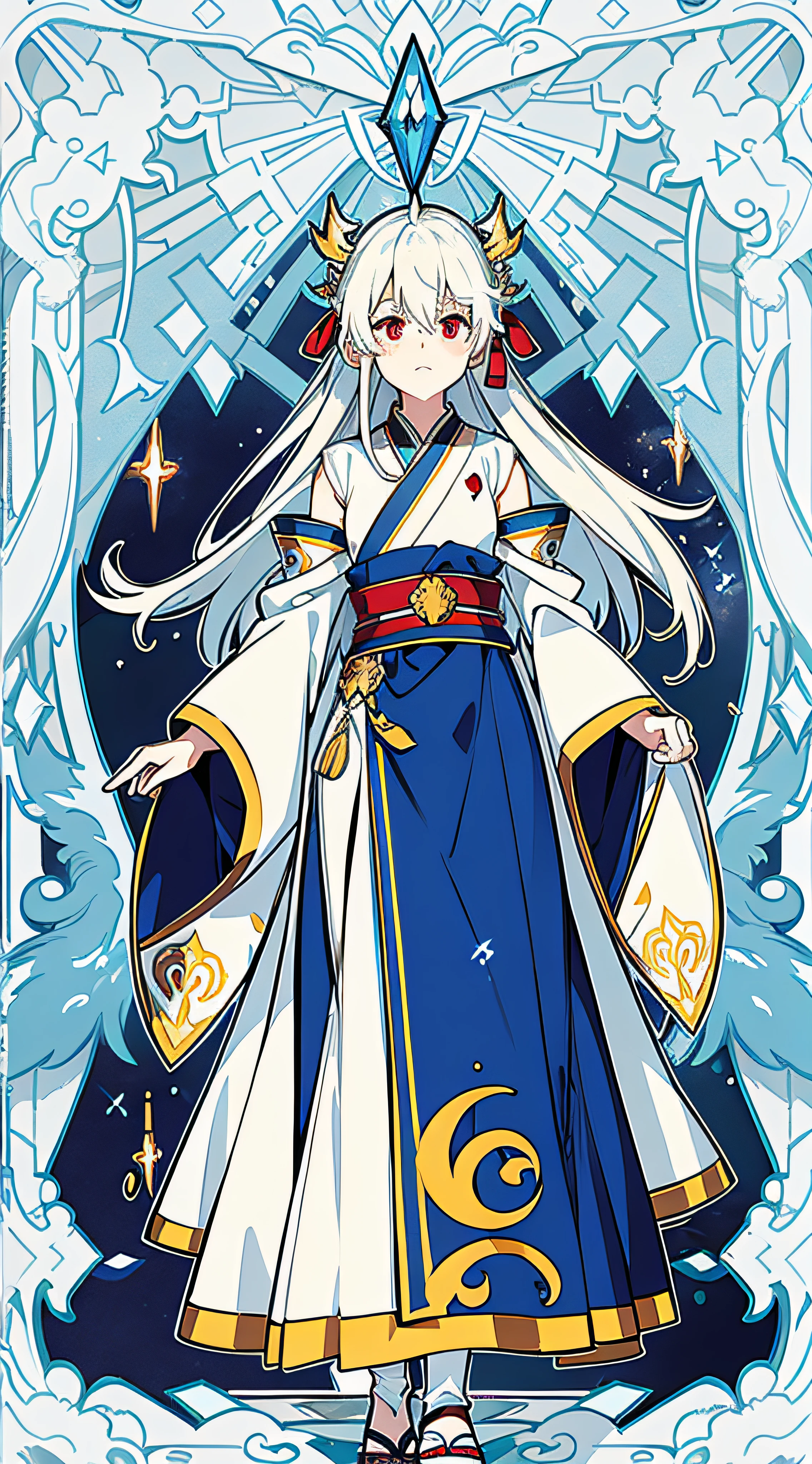 flatcolors:1.3),(a color:1.3),(tmasterpiece:1.2),best qualtiy,Original,Faraway view,extremelydetailedwallpaper,looking at viewert,Full body shooting of girl injected with lightning,Golden lightning,Demon Warrior,Villain,Hanfu armor,long whitr hair,The whole body is dressed in a blue robe,The is very detailed,The is very detailed,red eyes,eletric,The whole body is dressed in a blue robe,The is very detailed,The is very detailed,red eyes,eletric,Red Moon, a slight light, cinmatic lighting, Mattire, steins, Milky white quartz, opals, jewely, silkouette, feater, Water splashes, mist, eletric、eletric、spark of light、lens flare glow、edge lit、The light from the back window is backlighted、bangle、color difference、RTX、post-proces