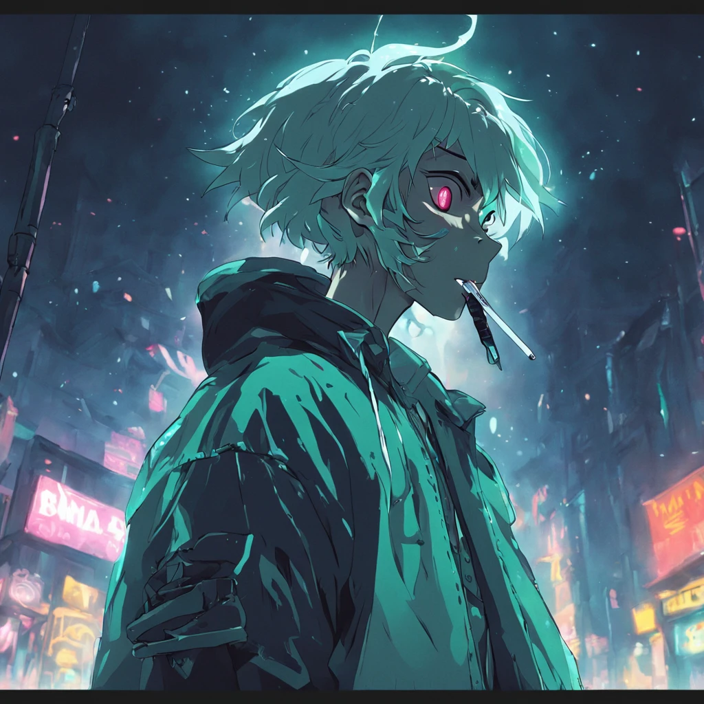 masterpiece, best quality, movie still, close up, gen z cool alien dressed in street wear smoking a blunt