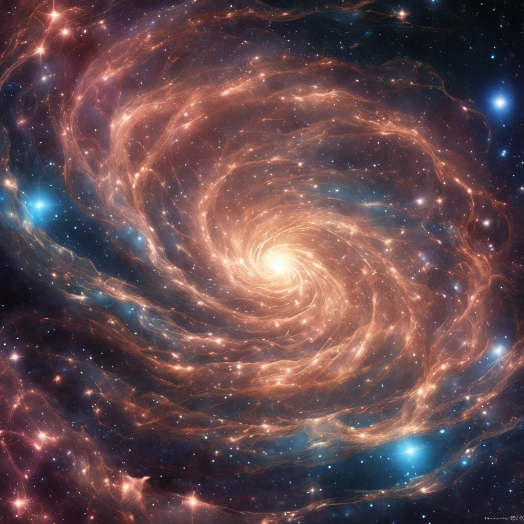 Starry sky of the Milky Way in the shape of a rose,Blue Nebula,Hazy Mist,Golden glow,beautiful cosmic neural network,Very beautiful digital art, 4K highly detailed digital art, softly swirling magical energy,Magic Swirl,dreamlikeart, intricate ornate anime cgi style