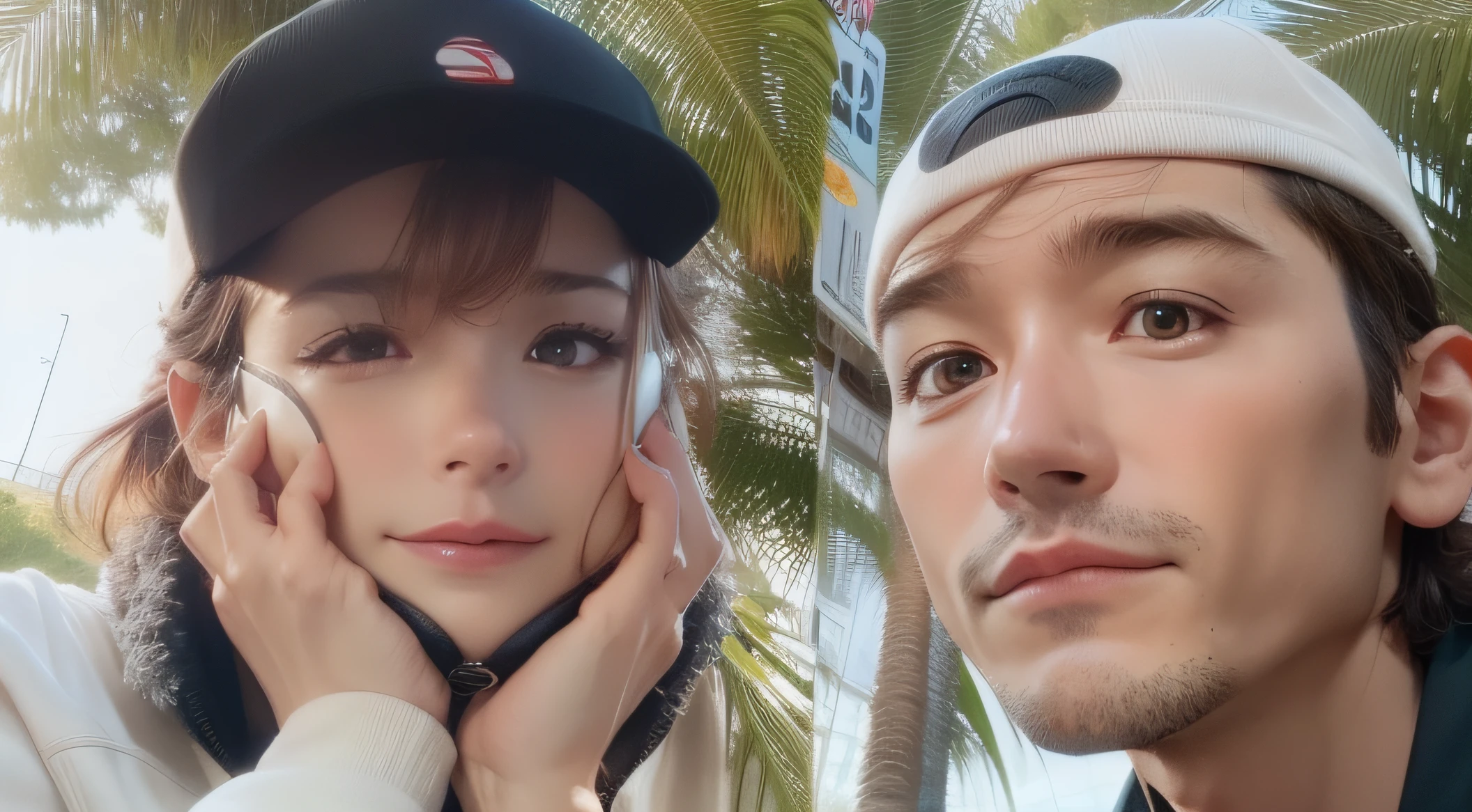 there are two people sitting in the back of a car，Selfie Photos，cute couple，couple