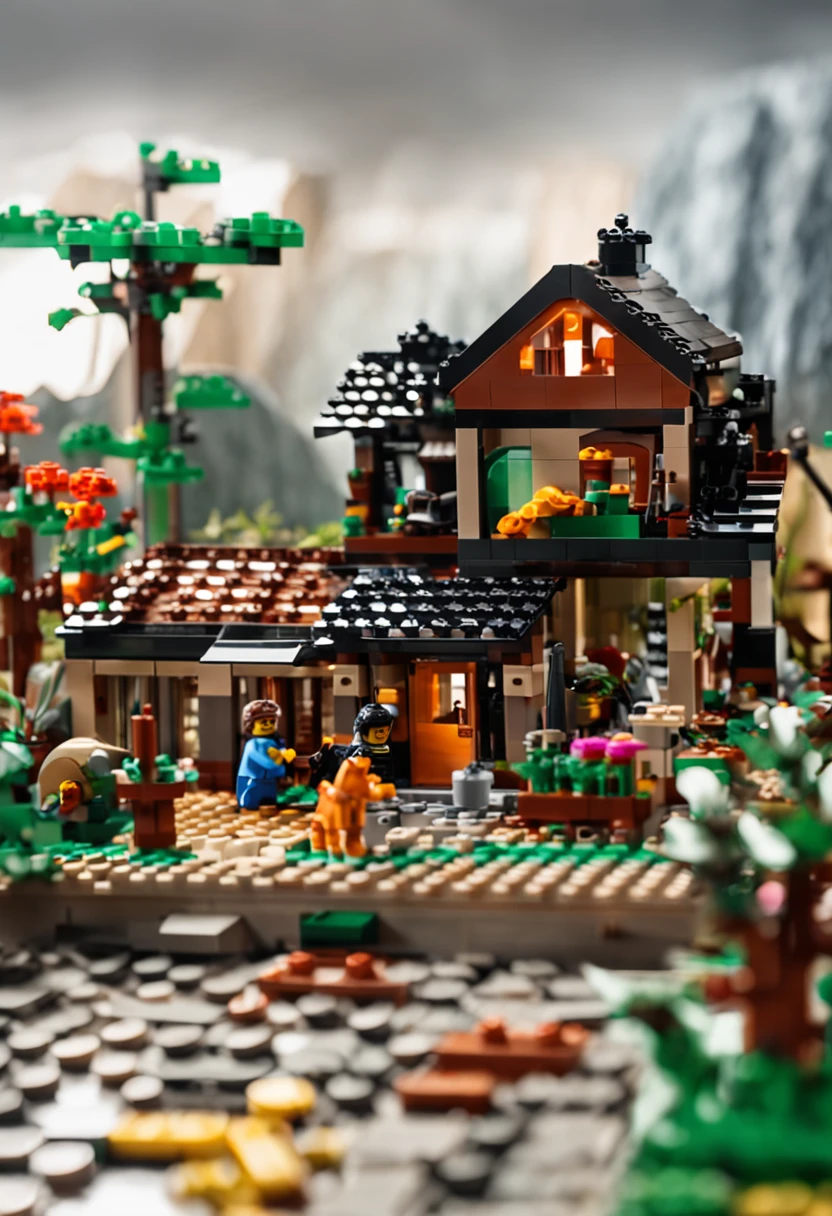 Lego brick scene，Heat and solar terms，Summer is getting cooler，farm land，ultra-realistic image，Real-world scenarios，8K分辨率，Meticulous and minimalist environment，The is very detailed，top-quality，artsy photography，Chinese pastoral style，Miniature scenes，Cinematic texture ，IOS 100 ，