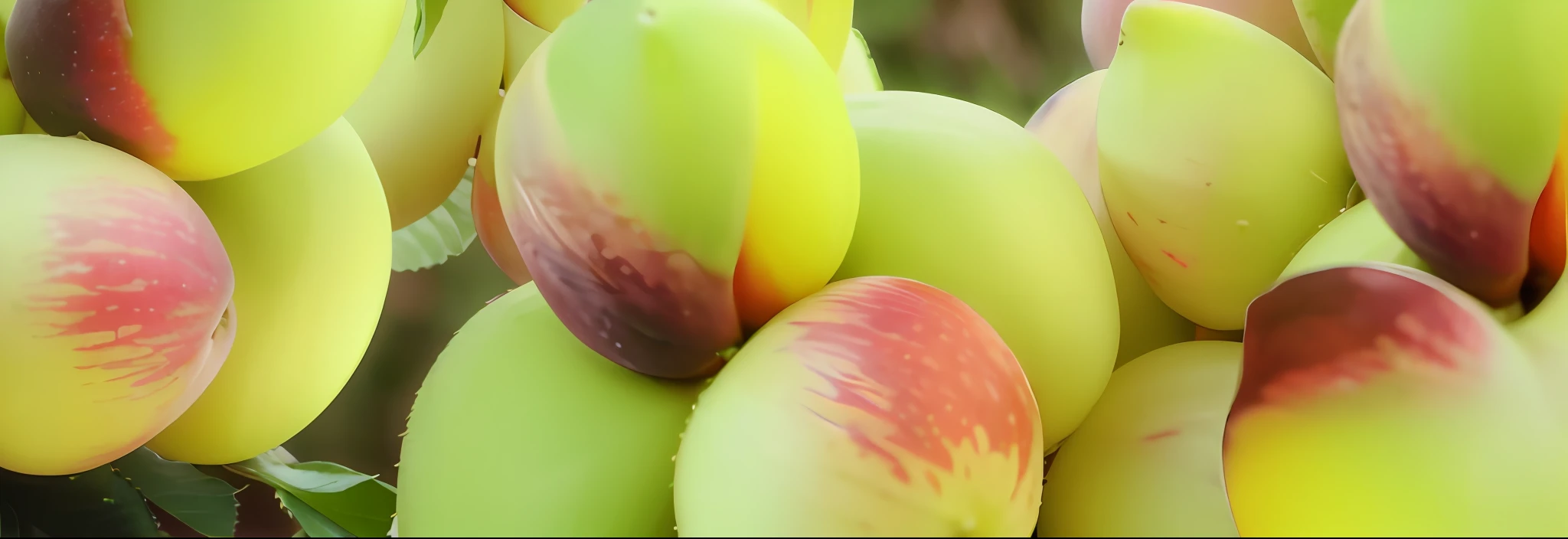 There are many green and yellow flowers that grow together, peaches, Peach, Fruit, a human-like juicy peach, fruit trees, mangoes, zoomed,professional fruit photography, Rough surface，Beautiful image, close up photograph, Close-up - upward photo, 2 5 6 x 2 5 6 pixels, 4 0 9 6, Fruits, image, close-up imagery
