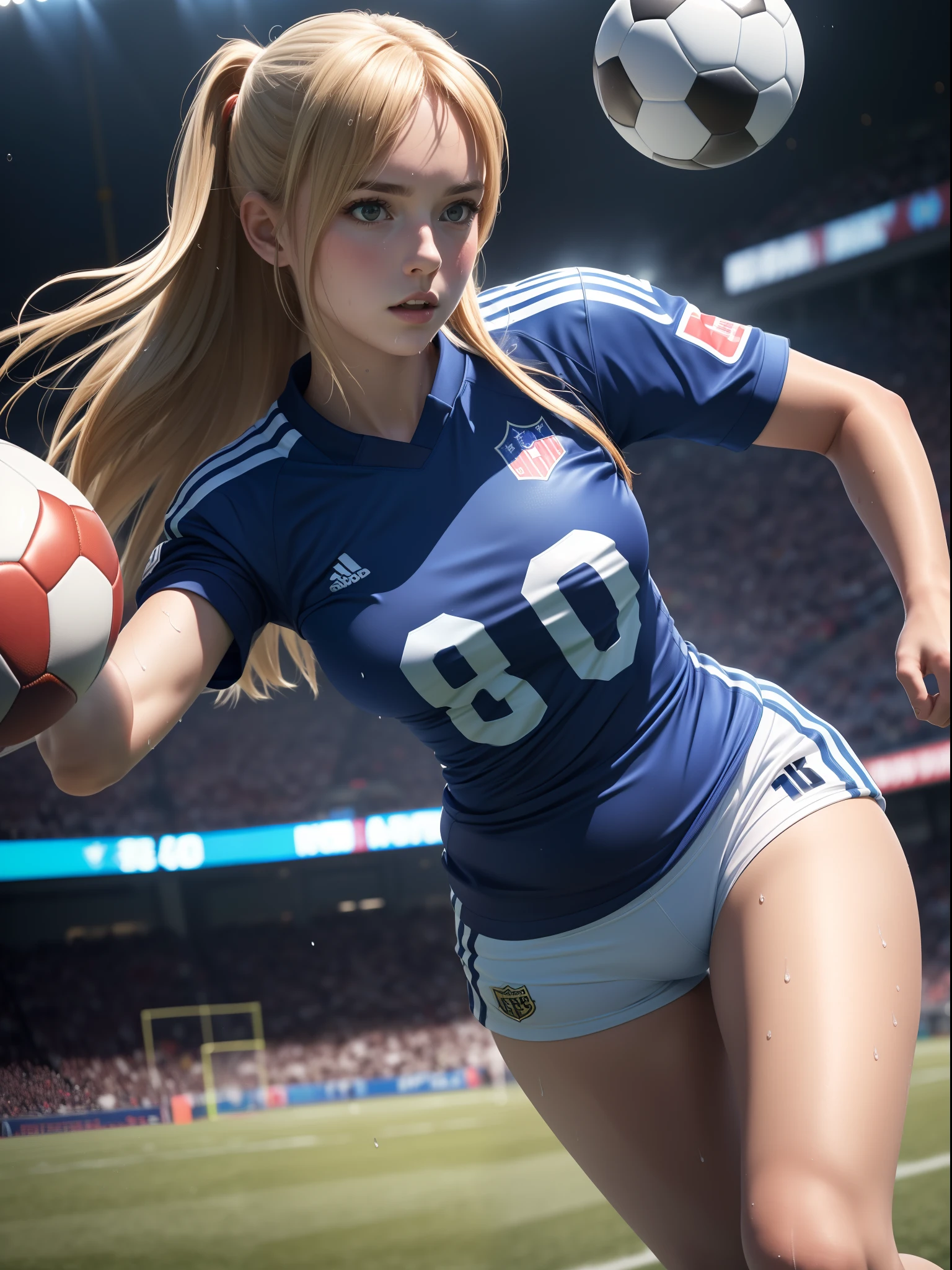 Russian women、Human skin feel、Realistic Woman、Soccer Field、Football attire、elegent