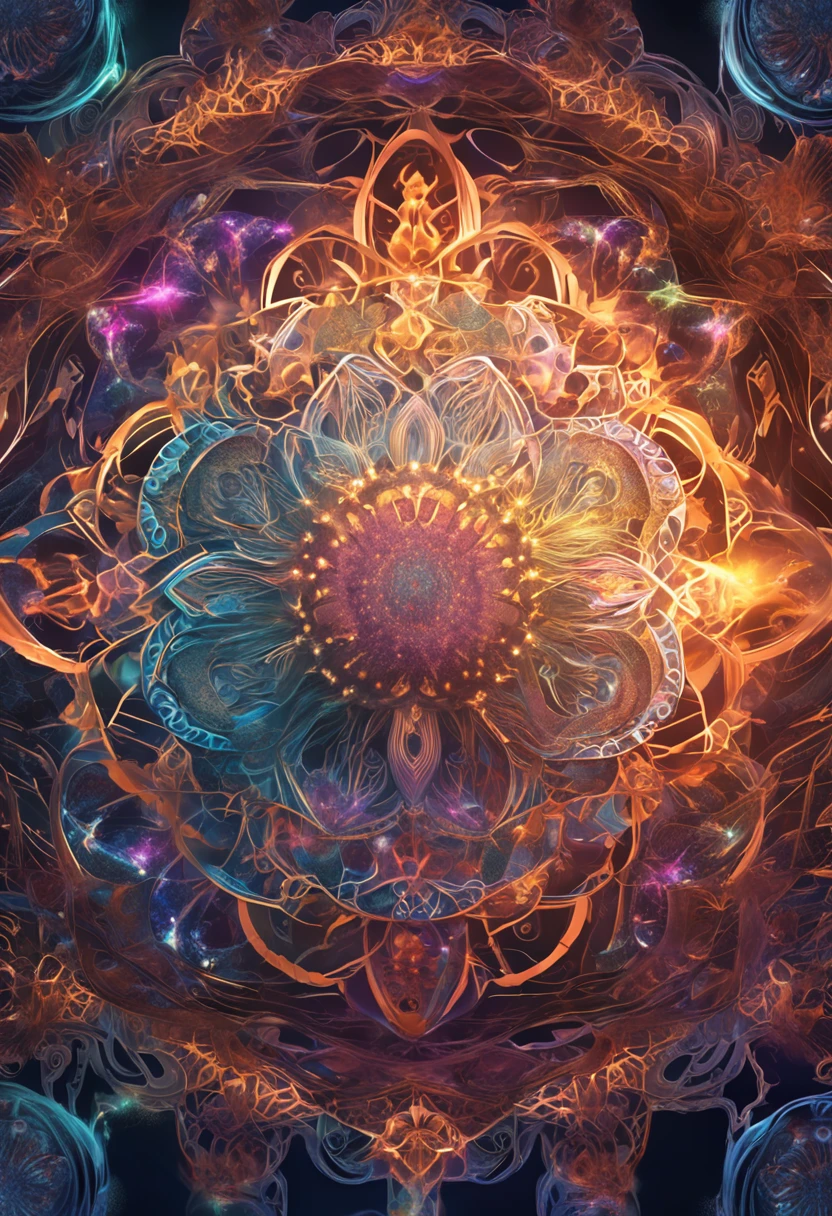 mandalas, Beautuful Women, Meditation and the spiritual world, Deities々Shine, Space Neural Networks，Very beautiful digital art, 4K highly detailed digital art, softly swirling magical energy，Magic Swirl，dreamlikeart, intricate ornate anime cgi style