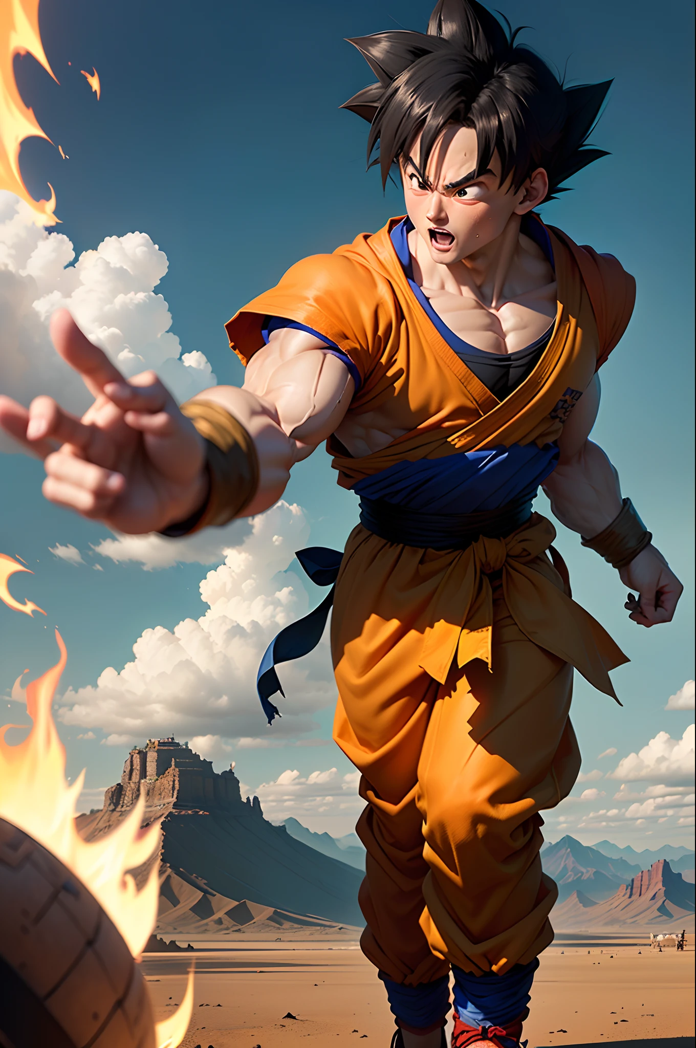 Goku is pressed under the Five Finger Mountain。