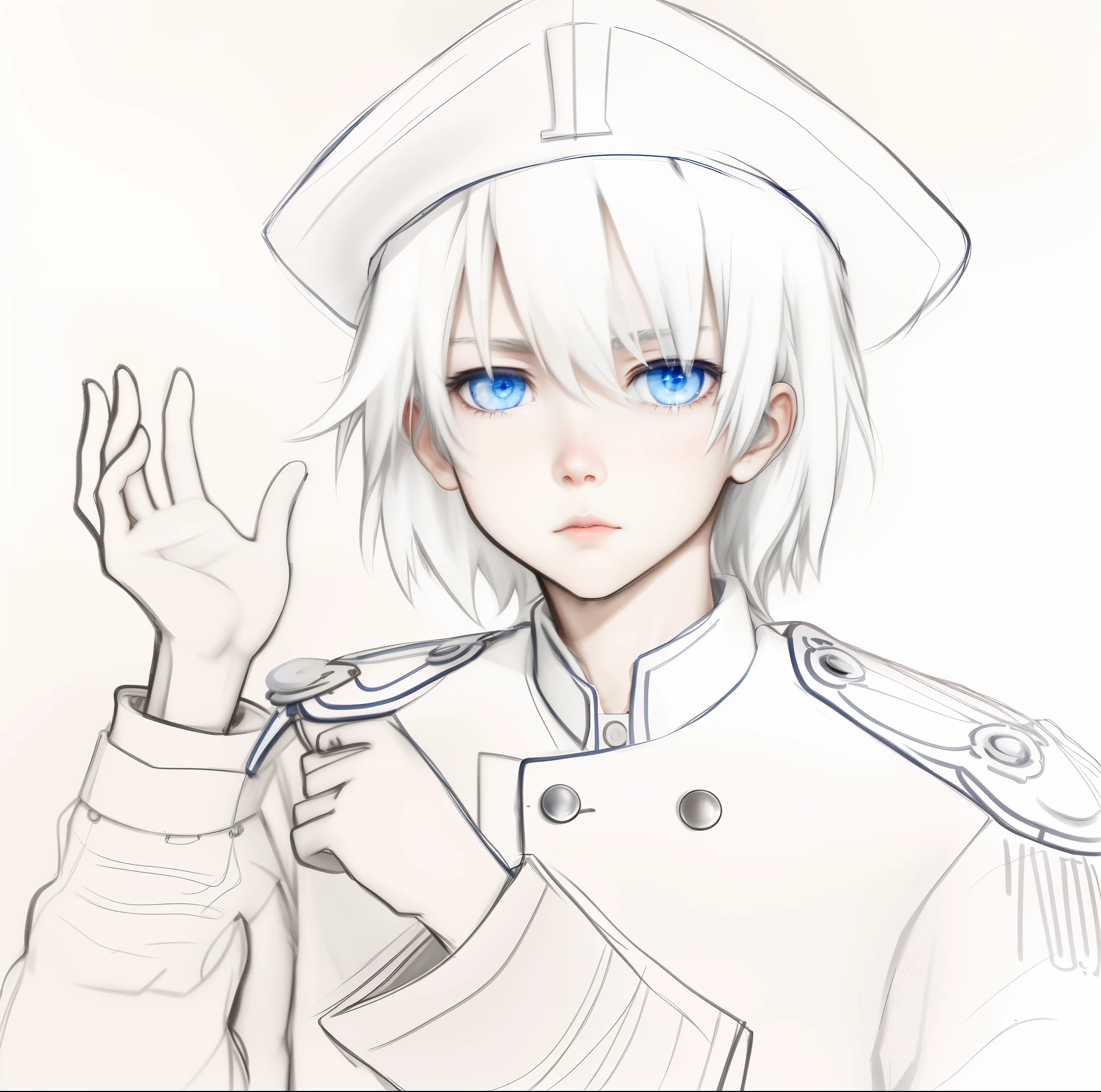 navy,schoolboy,White hair,eBlue eyes
