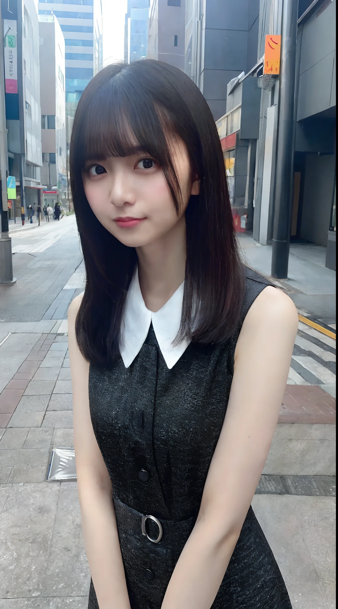 mix4, (8K, Raw photography, Top image quality, ​masterpiece: 1.45), (realisitic, Photorealsitic: 1.37), one girls, cute little, A city scape, natta, Sateen, Wetty, profetional lighting, photon maping, Radio City, physically-based renderingt, Gradient black hair, white  hair, short  curly hair, a handsome, girl with, (((Randomly generated plain clothes))), Top Quality Photos, hight resolution, 1080p, (clearface), (Detailed face description), (Detailed hand description), (​masterpiece), (Exquisite CG)、extreme light and shadows、dishevled hair、master work、abundant detail、(Fine facial features)、(top quality photo)、(masuter piece)、(A detailed eye)、Look in front of you、Fine clavicle、((Slender big))、((Office Looksuit)))、((Cute clothes))、((Shinjuku City))、(Shooting from random perspectives)、(((collars)))、耳Nipple Ring、A big smile、Drawing the whole body from the knees、