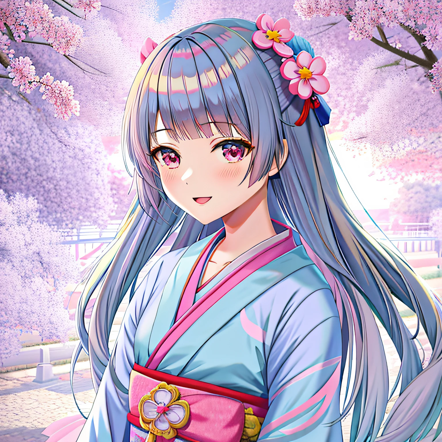 Anime girl with long hair and pink and blue kimono, anime moe art style, onmyoji portrait, portrait of cute anime girl, Anime style portrait, harumi, inspired by Takehisa Yumeji, Portrait of an anime girl, iwakura lain, Digital anime illustration, pretty anime girl, made with anime painter studio, mitsumayo, up of young anime girl