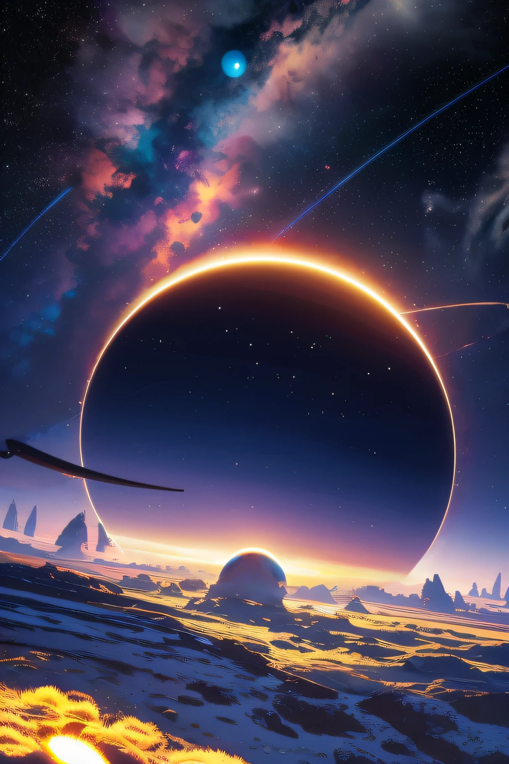 A circular planet surrounded by a halo