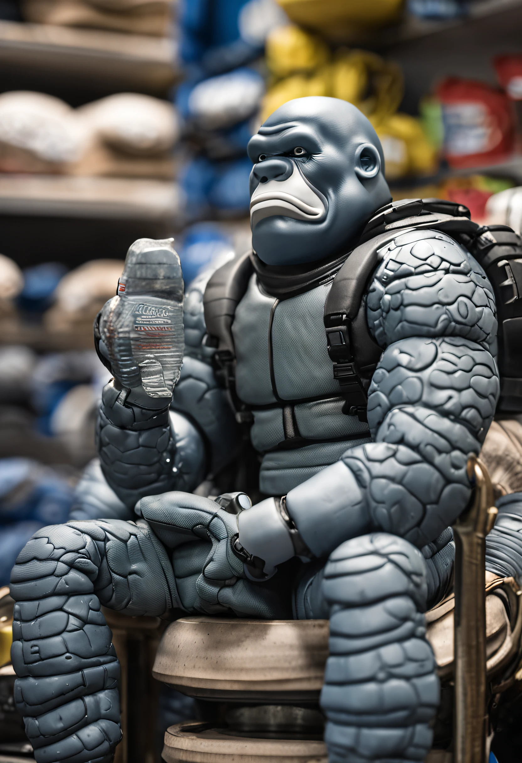 boneco da michelin de corpo inteiro, musculoso, em boa forma