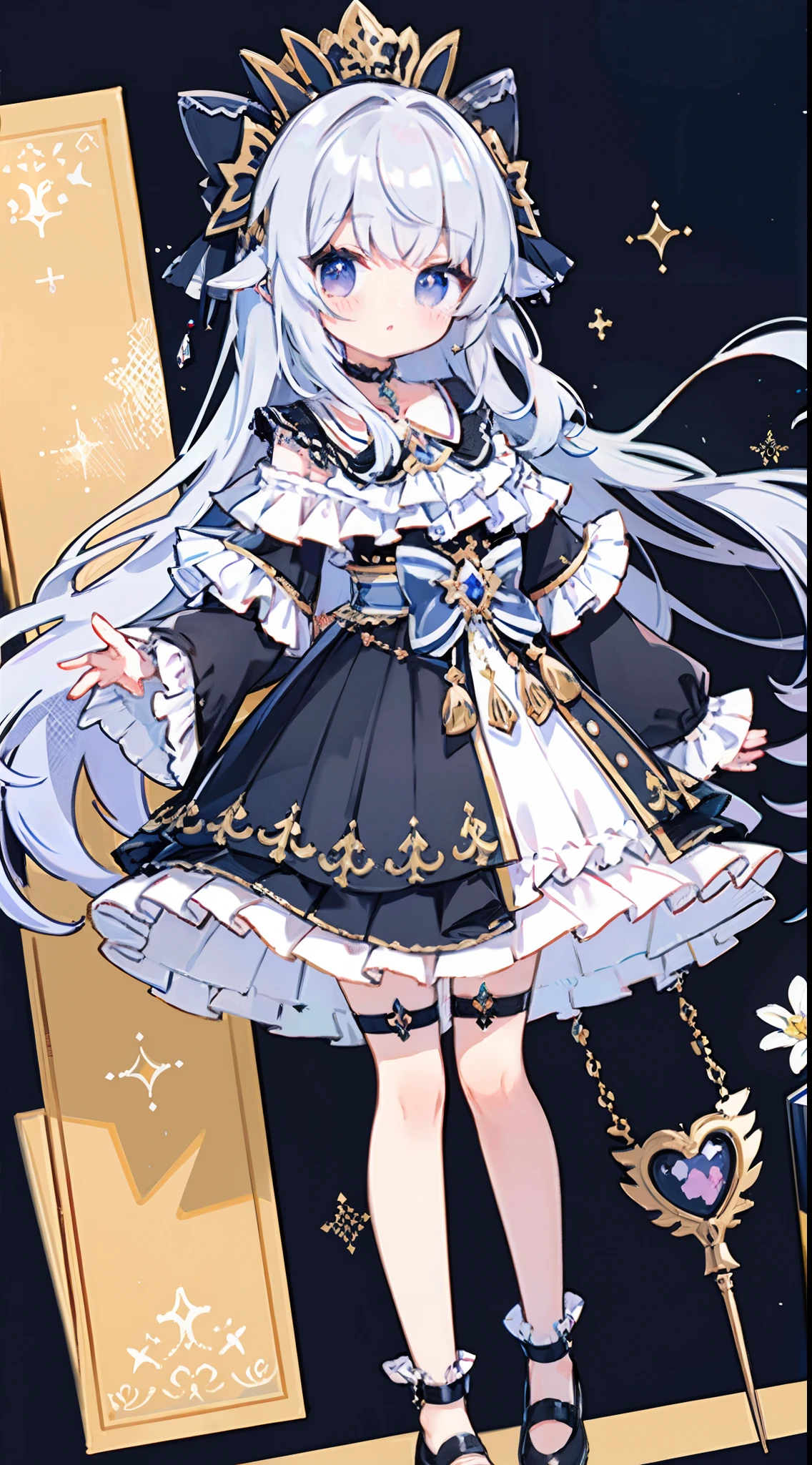 tmasterpiece, best qualtiy,4K,Wallpaper 8K, Hyper-detailing, illustratio, sportrait, 1girll, blacksilk,a purple eye,black lence stockings,silver white hair,St. louis \(Luxury wheels\)\(Sky Blue Lane\), hair adornments, 耳Nipple Ring, choker necklace, sportrait, ((((silvercleavage dress))), (Revealing))), looking at viewert, 独奏,Walk gracefully
