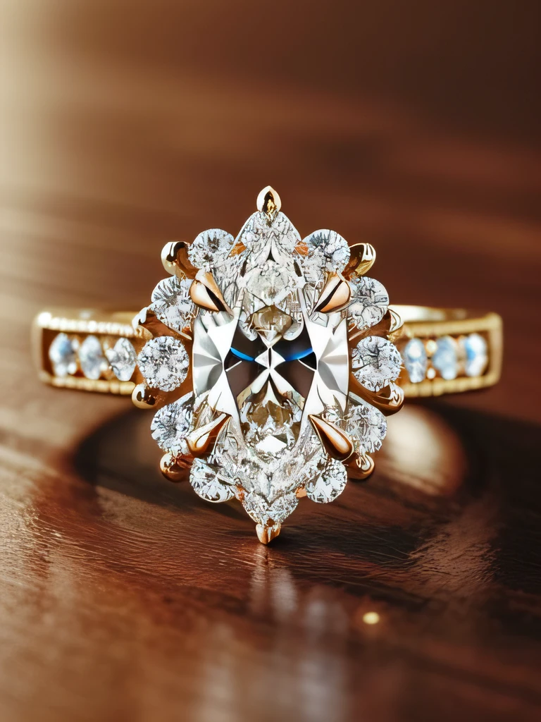 Beautiful diamond ring,Croixin style,Thin rings with patterns,Take photos of accessories,tmasterpiece,detail-rich,The details are incredible,真实感,超高分辨率