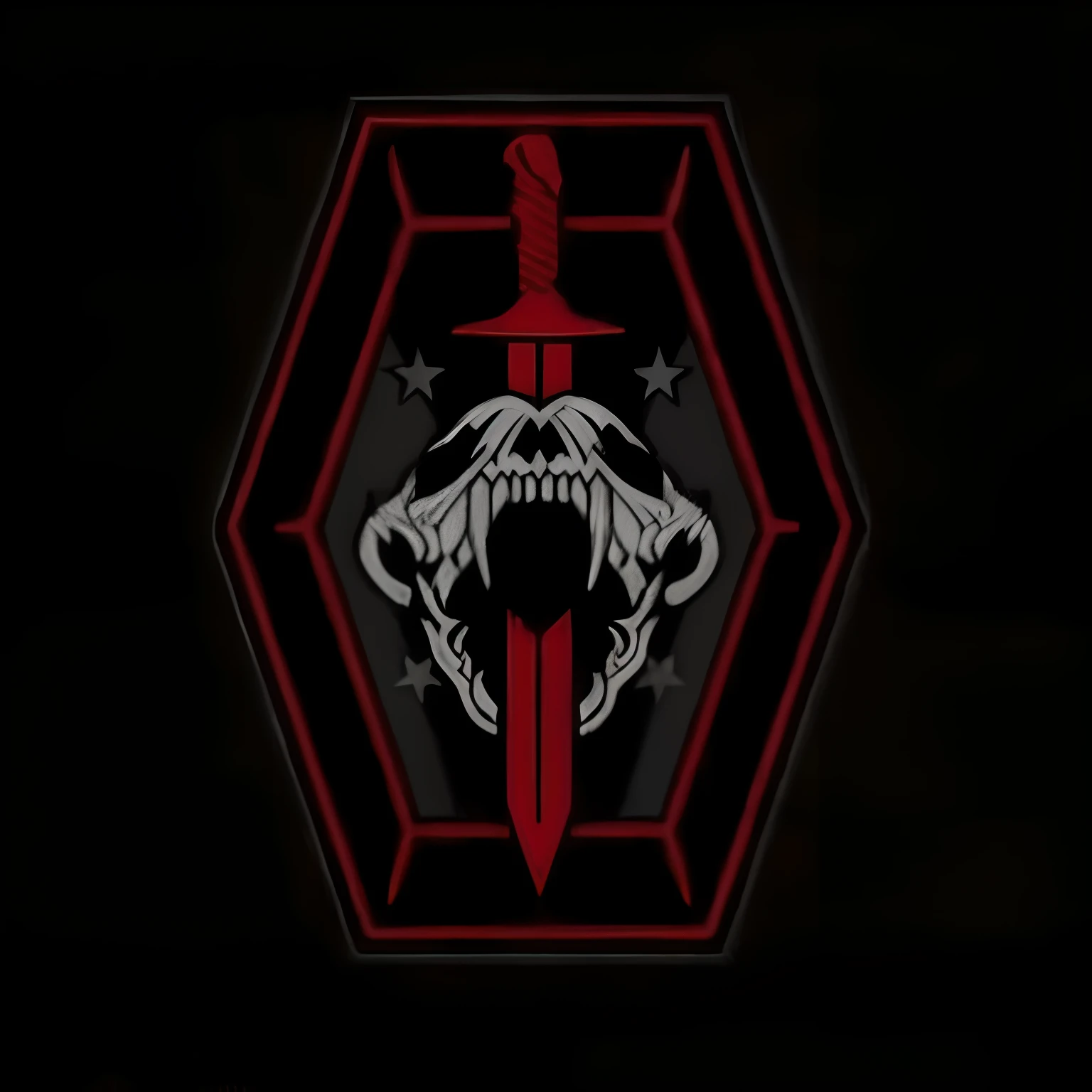 Black and red logo with dagger and star, imperial military, warcore, In doom style, Colonial Marines, 《Doom》inspired, resident evil inspired, SCP, jin - roh, shoulder patch design, Hellhounds, Sith, insignia, SCP 3008, patch design, Metal Gear Solid Inspiration, helghast, ( Gears of War )