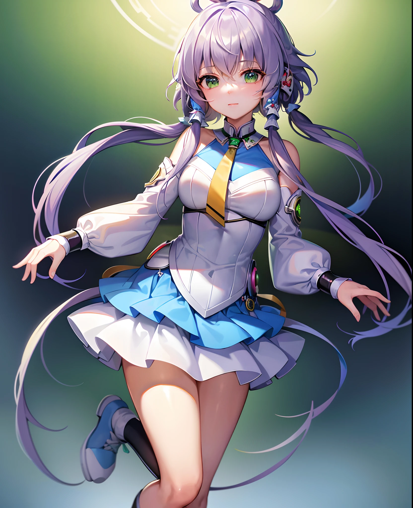 ((Masterpiece)), (((Best quality))), ((Extremely detailed)), Colorful, hdr, 1girll, Solo, Luo Tianyi (Kushki), (Gushki thighs:1.2),