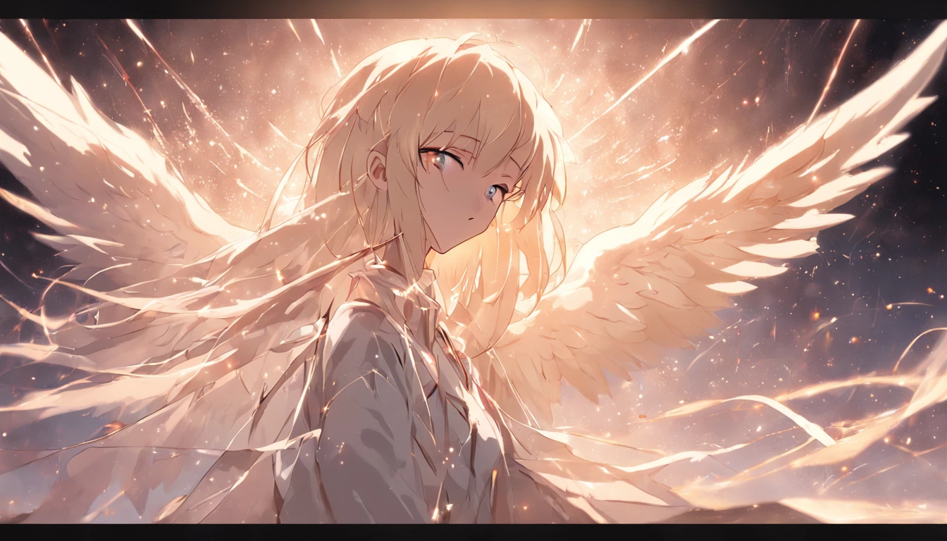(chies)，DOA，angelicales,Pure white wings，Golden Holy Light，High sharpness,Best quality, Very detailed, Masterpiece, movie light effect