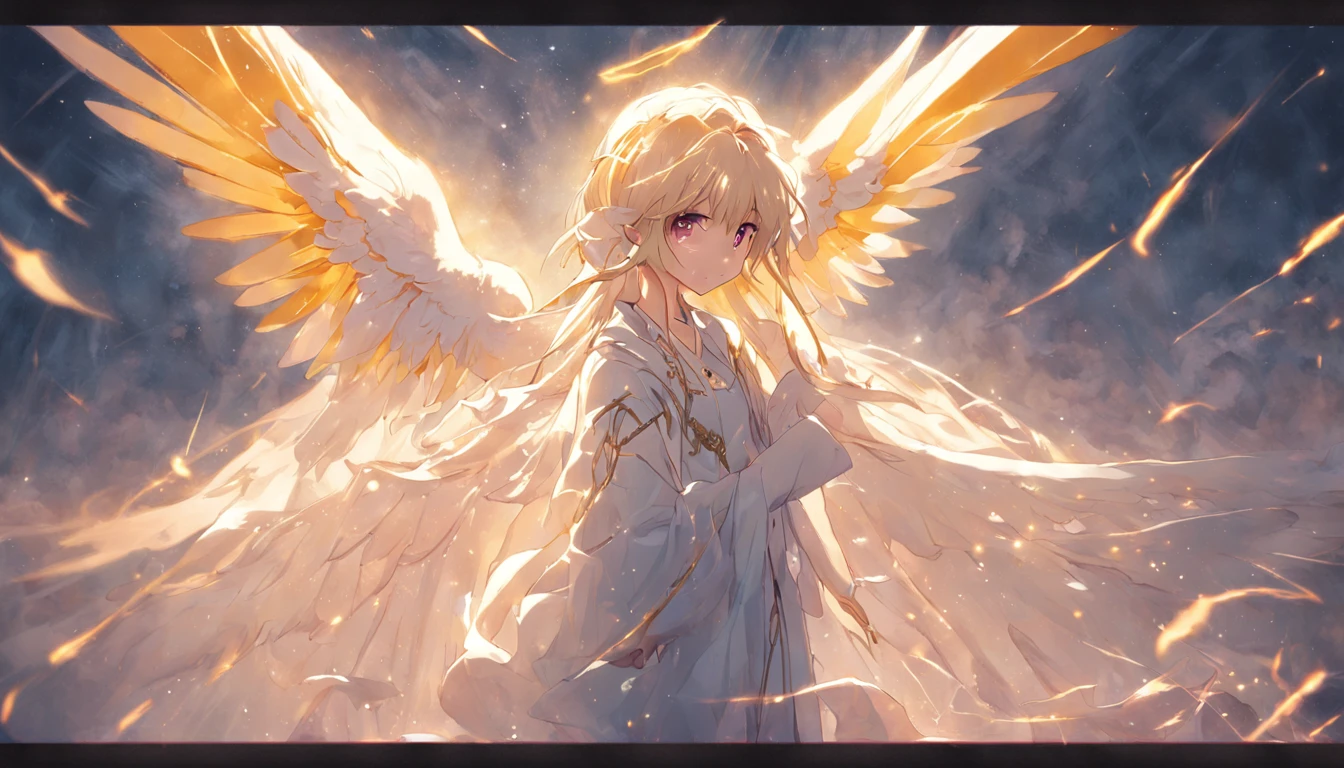 (chies),DOA,angelicales,Pure white wings,Golden Holy Light,High sharpness,Best quality, Very detailed, Masterpiece, movie light effect