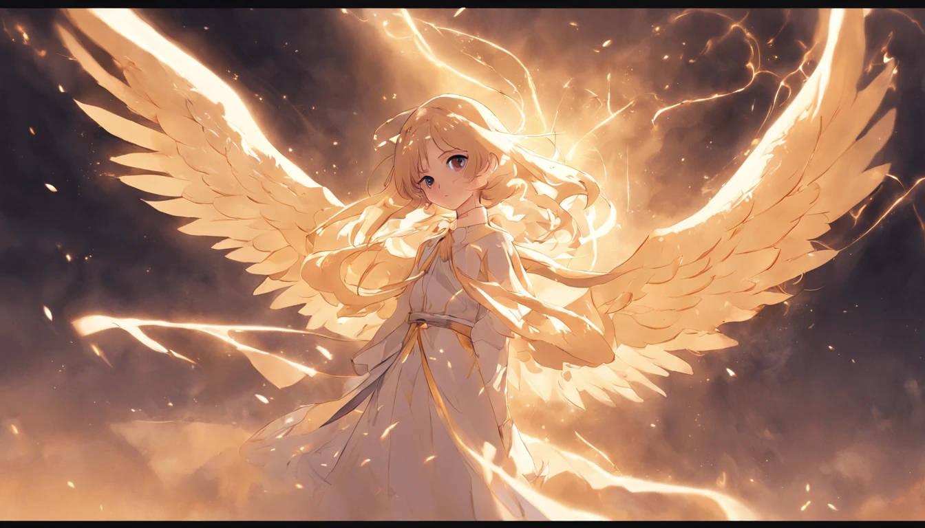 (chies),DOA,angelicales,Pure white wings,Golden Holy Light,High sharpness,Best quality, Very detailed, Masterpiece, movie light effect