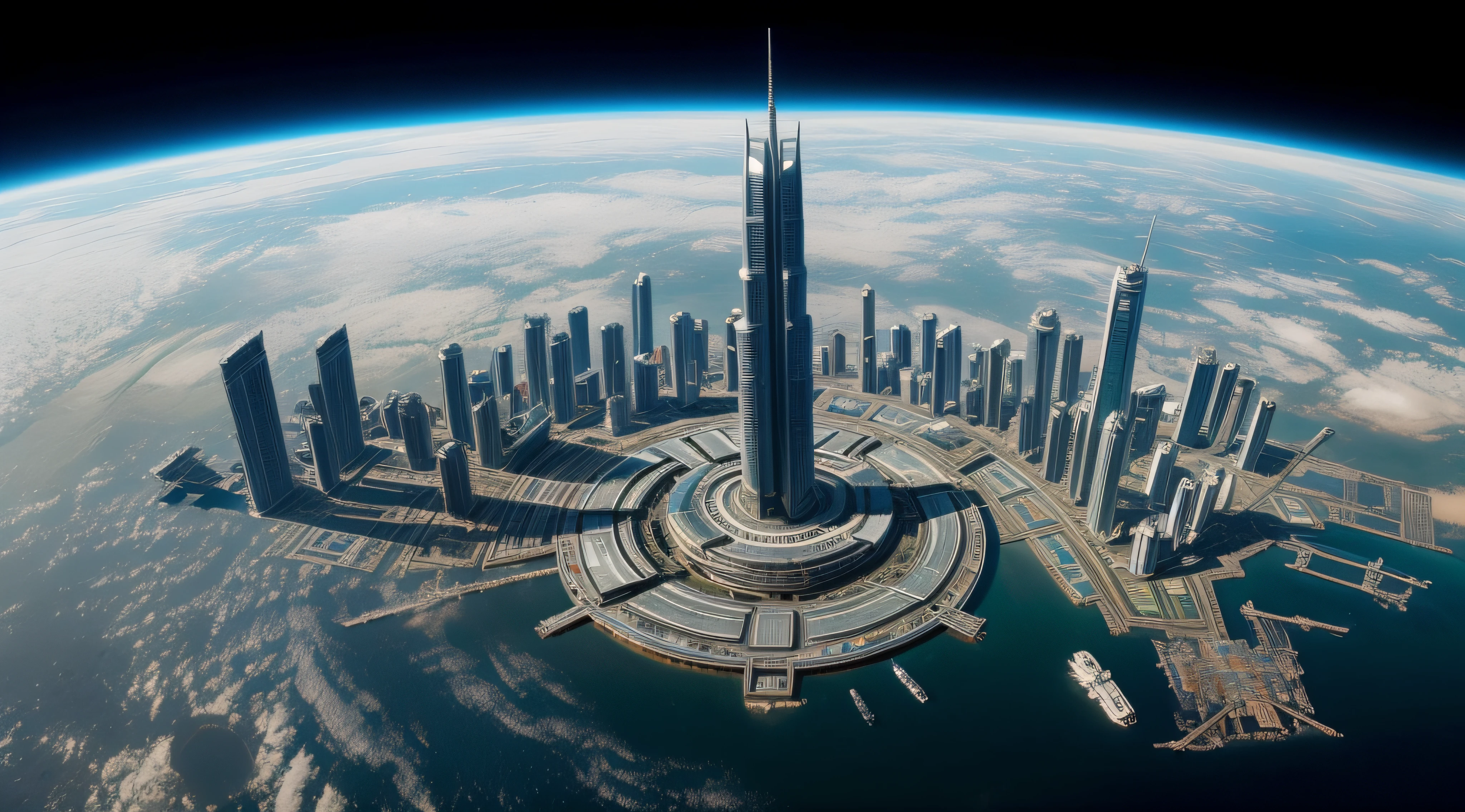 A giant space station built by mankind,A stopping place for spaceships in the interstellar era,Magnificent skyscrapers,The city of jellyfish,Xinghai Holy City