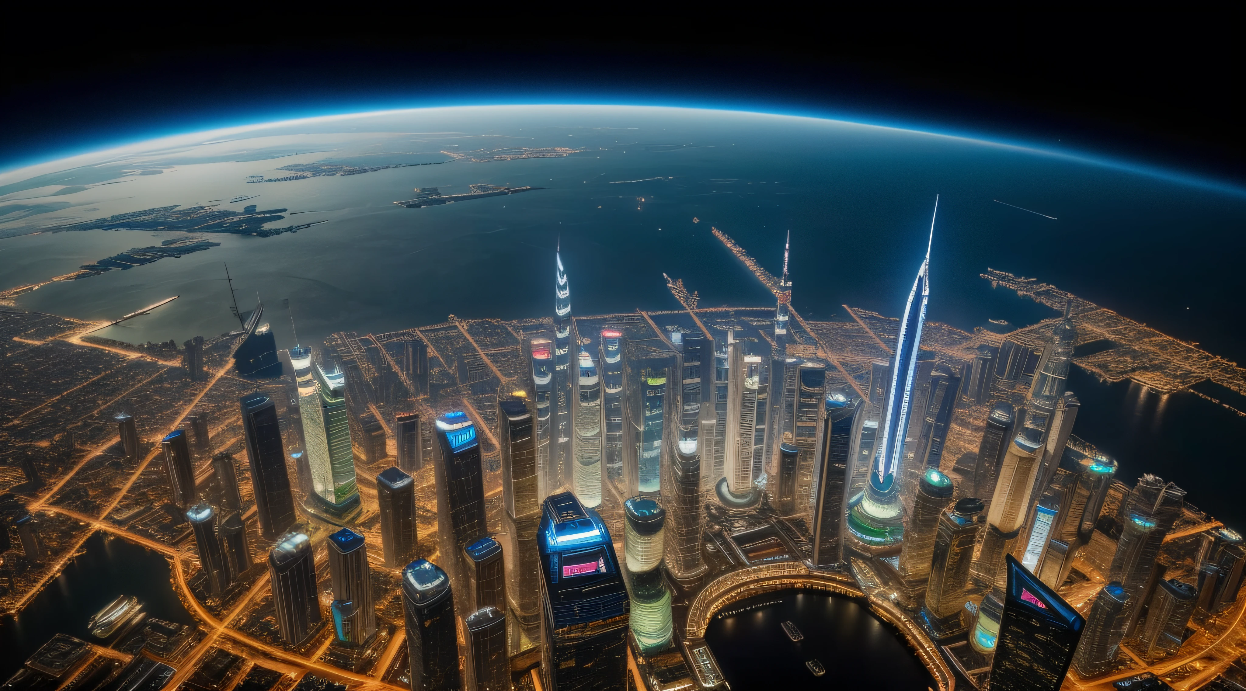 A giant space station built by mankind，A stopping place for spaceships in the interstellar era，Magnificent skyscrapers，The city of jellyfish，Xinghai Holy City