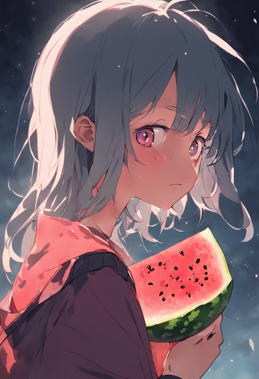 cartoon character,Love to spit、head portrait、، simple,eating watermelon