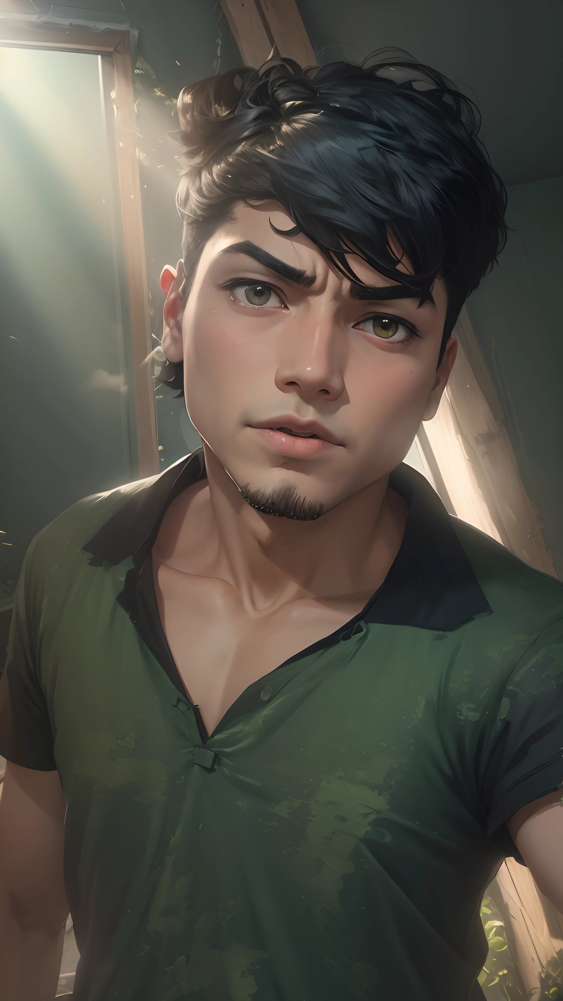 a boy anime style, Ghibli-like colors, film grain, image fill, god rays, jpeg artifacts, UHD, anatomically correct, high details, best quality, highres, high quality, retina, textured skin, award-winning, 1080P, HD, 4K, 8k, 16k, super detail, ccurate, masterpiece, angry face black hair