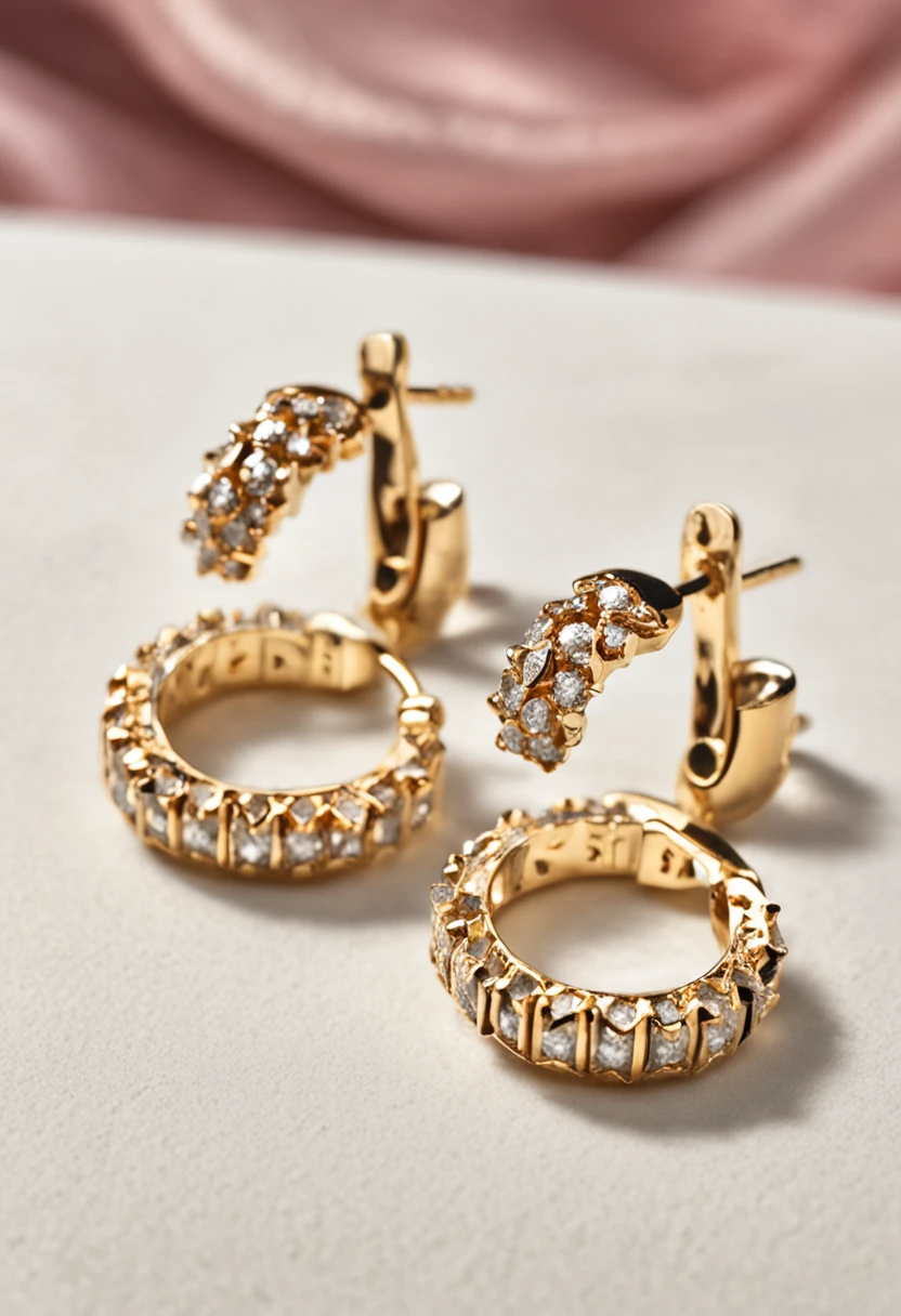A pair of earrings with diamonds on a white background, Small studded earrings, gold earrings, earings, eardrop, 9 k, 9K, Gold hoop earrings, Small studded earrings, Earrings, Earring design, 😭 🤮 💕 🎀, H 576, 24K, making: Josef Dande, 1 6K, 16 k