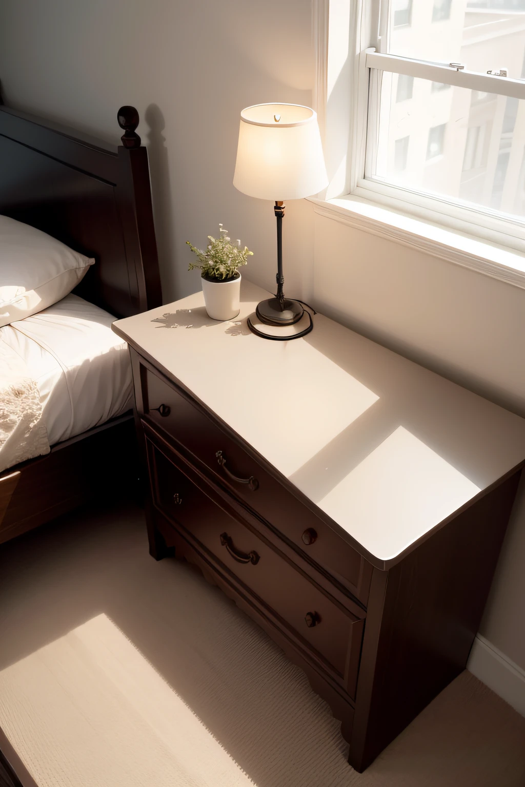 nightstand(There is nothing and it needs to be shown in full)double bed,Simple,upscales,The main color is beige