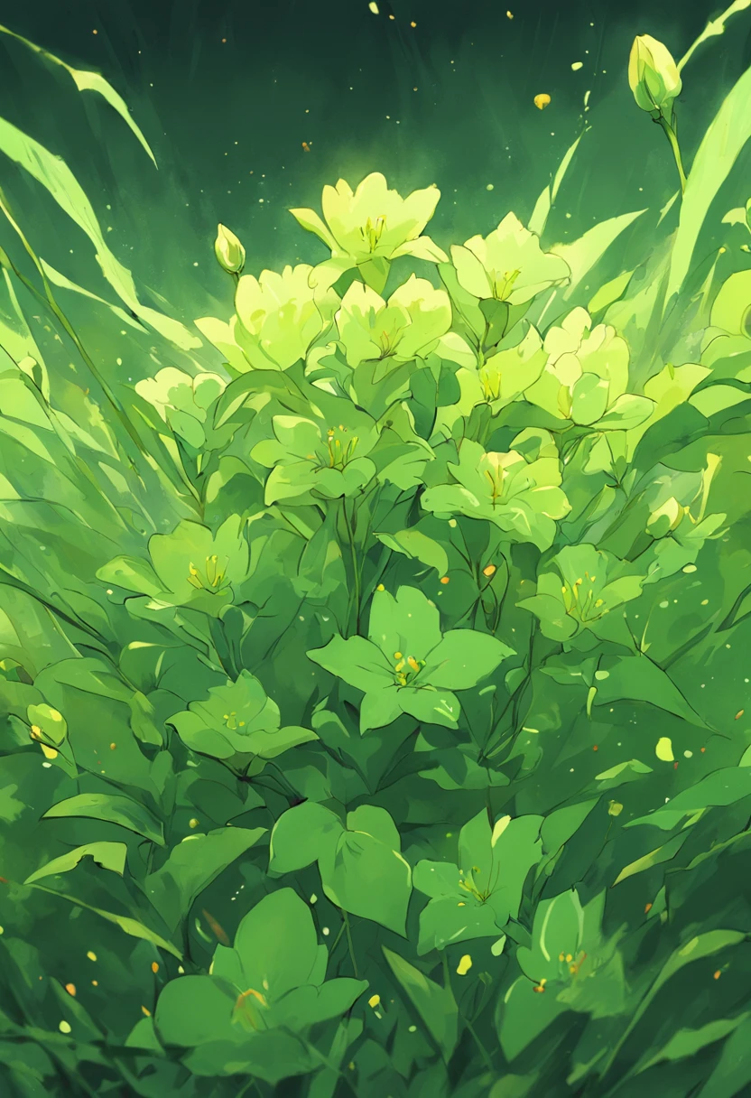 Green flowers in their natural habitat, Zoom in, macro