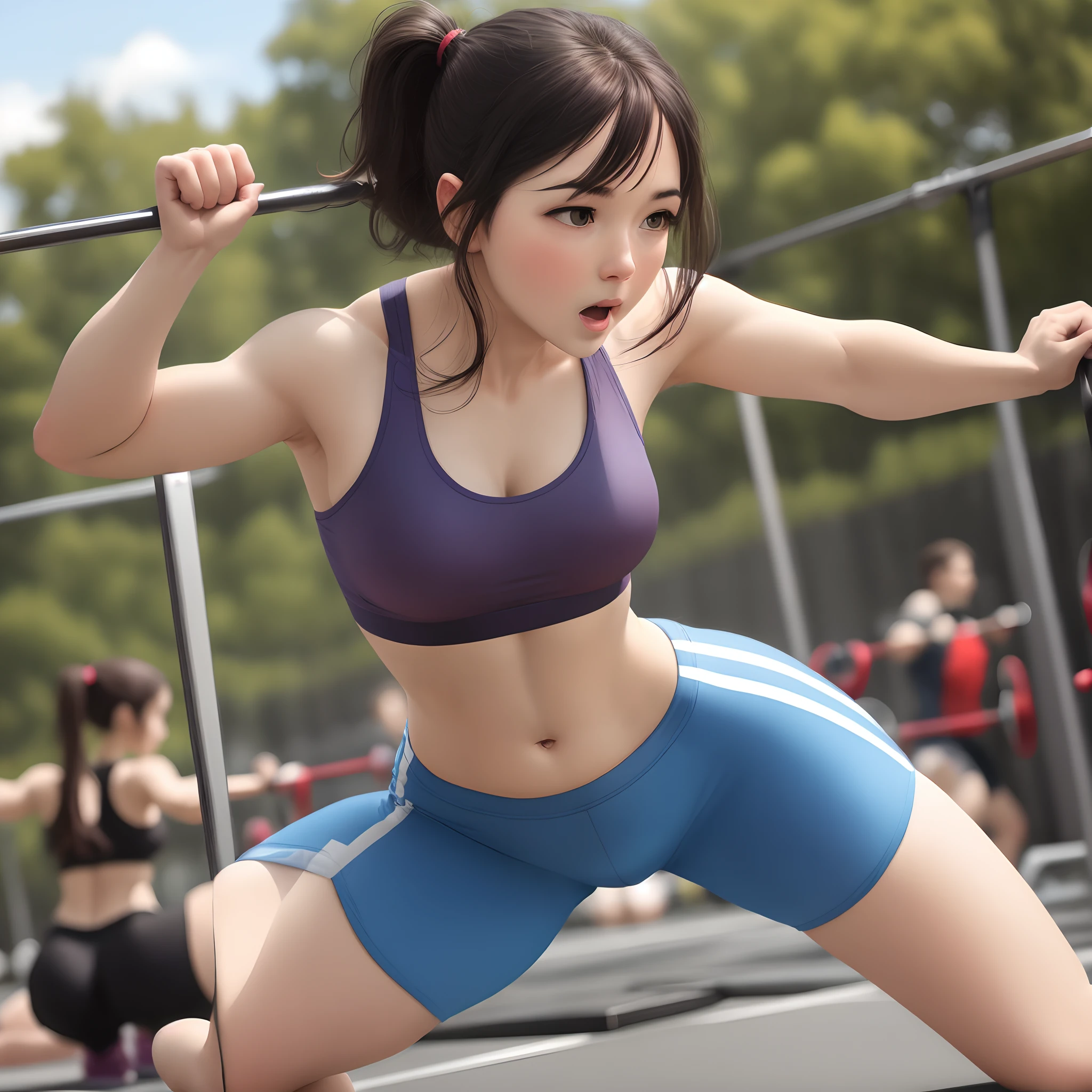 Woman practicing physical exercises