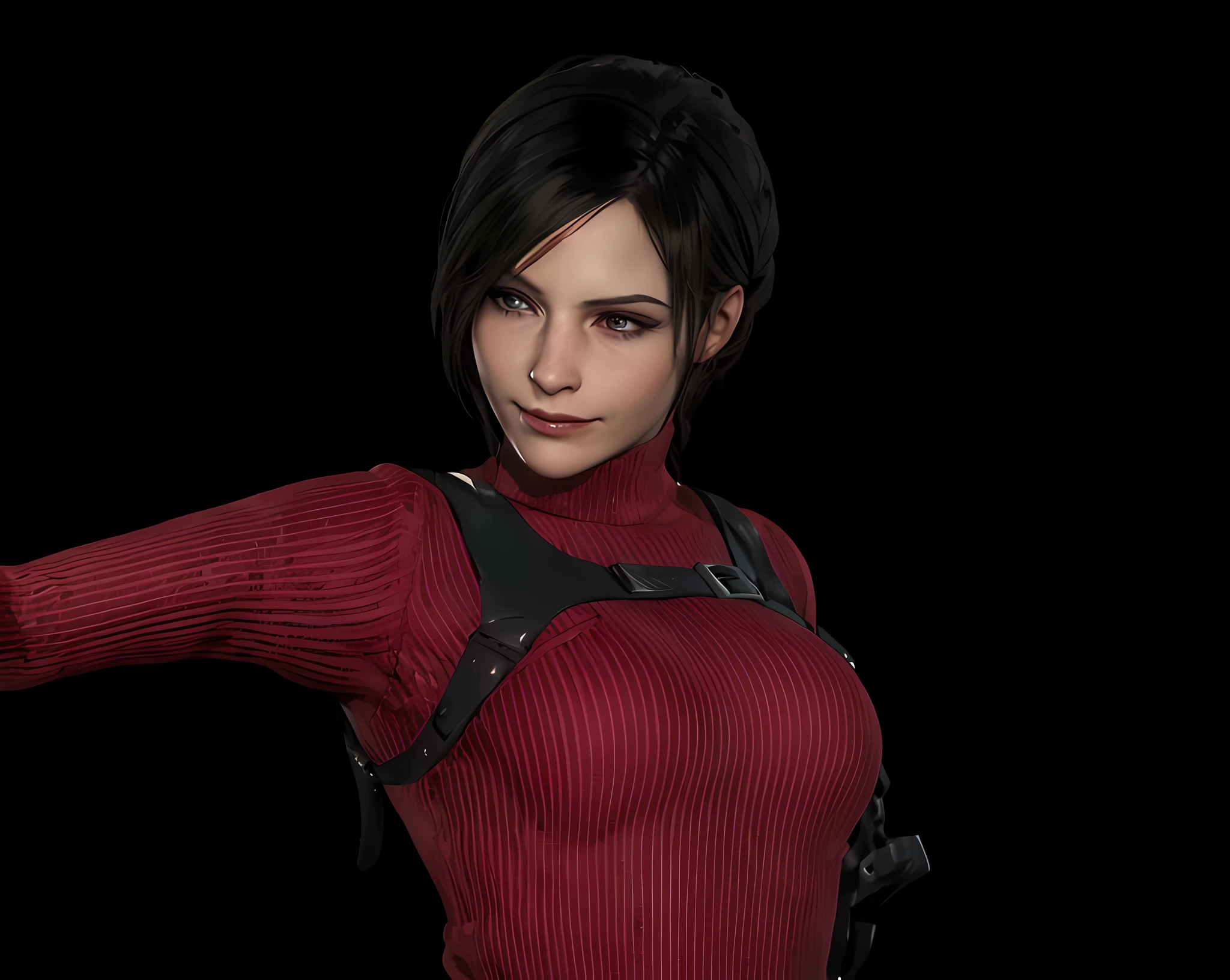 arafed woman in a red sweater and black pants posing for a picture, portrait of tifa lockhart, tifa lockhart portrait, tifa lockhart, tifa lockheart, render of april, seductive tifa lockhart portrait, female character, yayoi kasuma, 8k portrait render, tifa, hints of yayoi kasuma