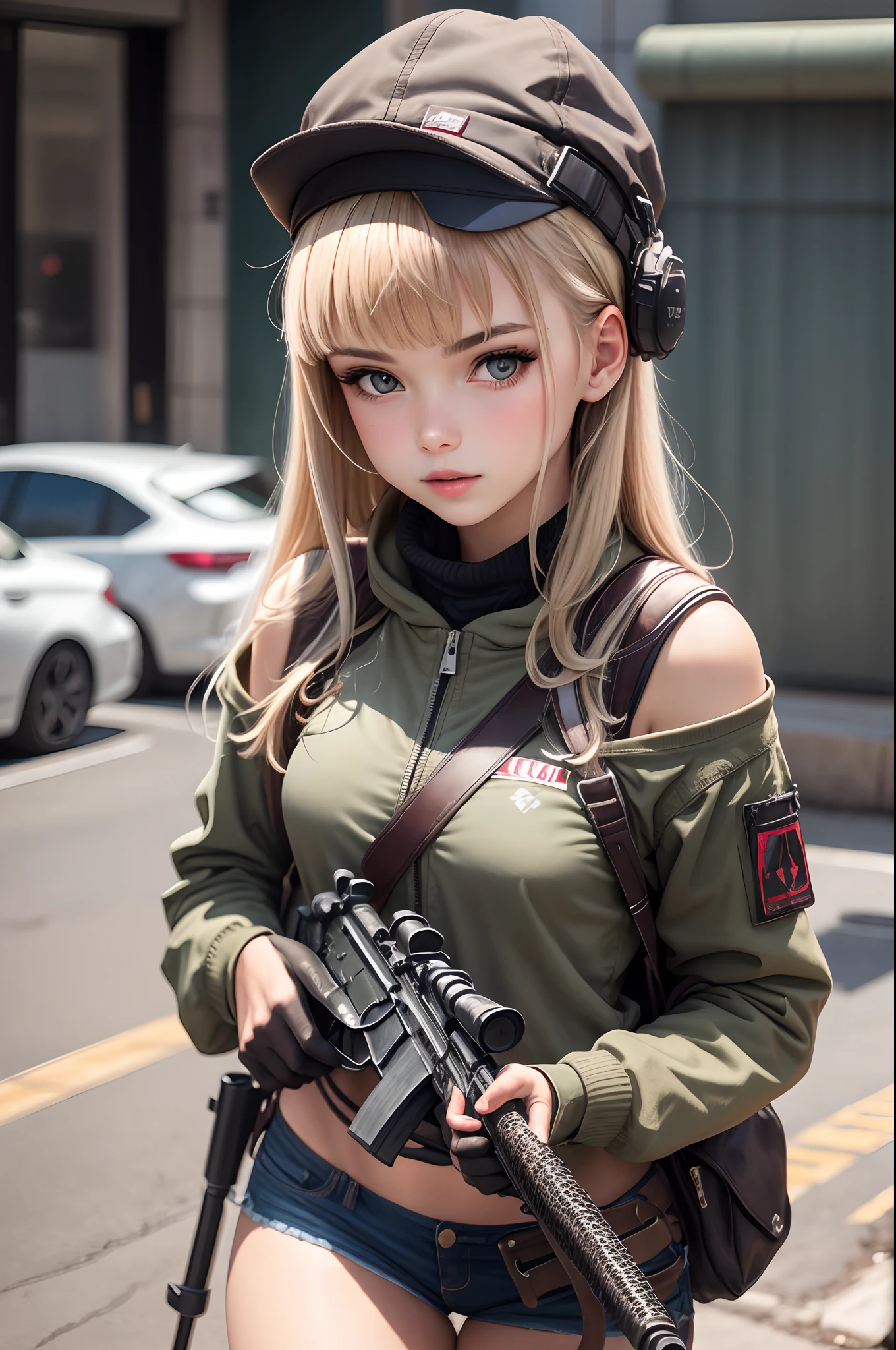 Beautiful girl with M16