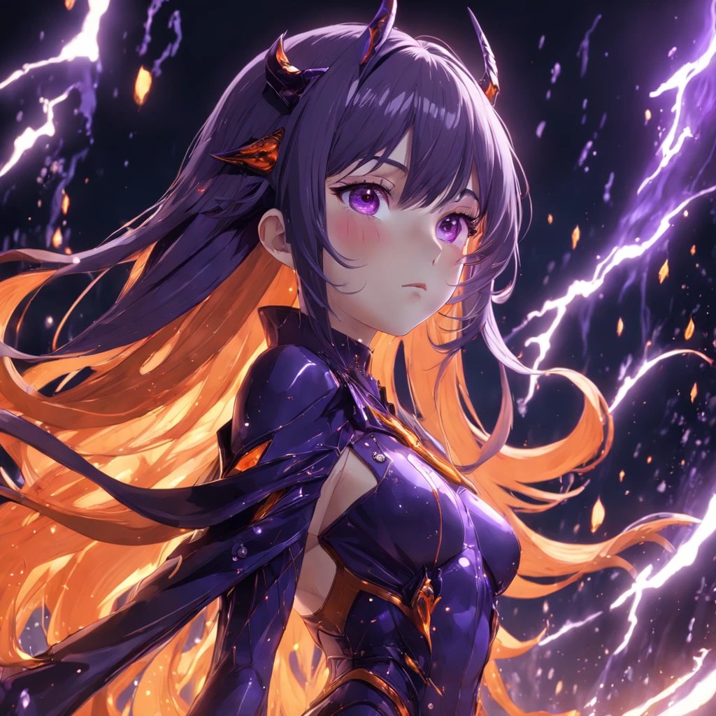 a Cecaelia with a lot of light falling to her, in the style of dark purple and orange, demon stripcore, damned witchcraft, evilcore, luminosity of water, fallingcore, hyper realistic and hyper detailed, stunning composition, hyper emotional, epic cinematic lighting, 32k UHD resolution, made by daz3d, DamShelma