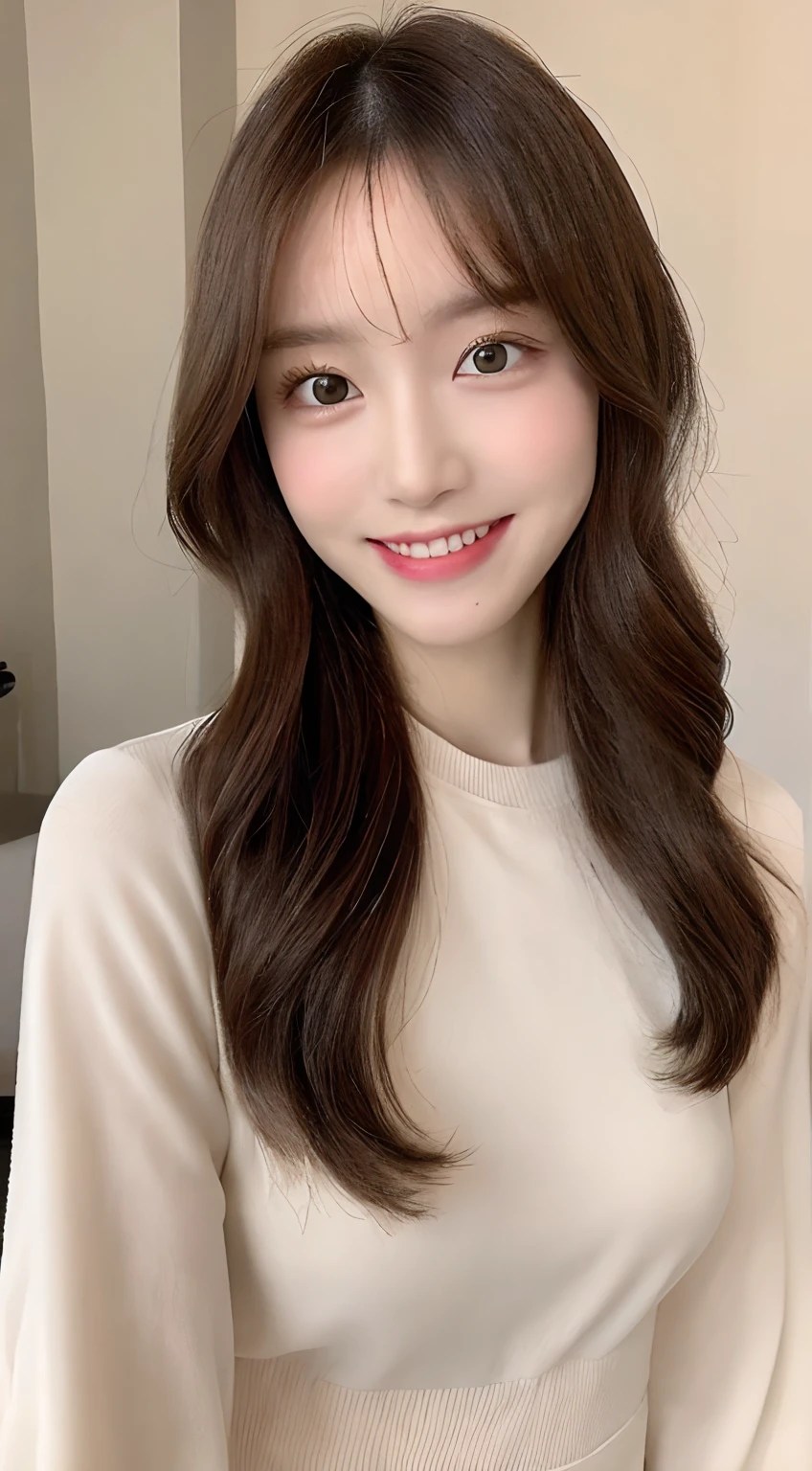 A woman with long hair and a white top posing for a picture - SeaArt AI