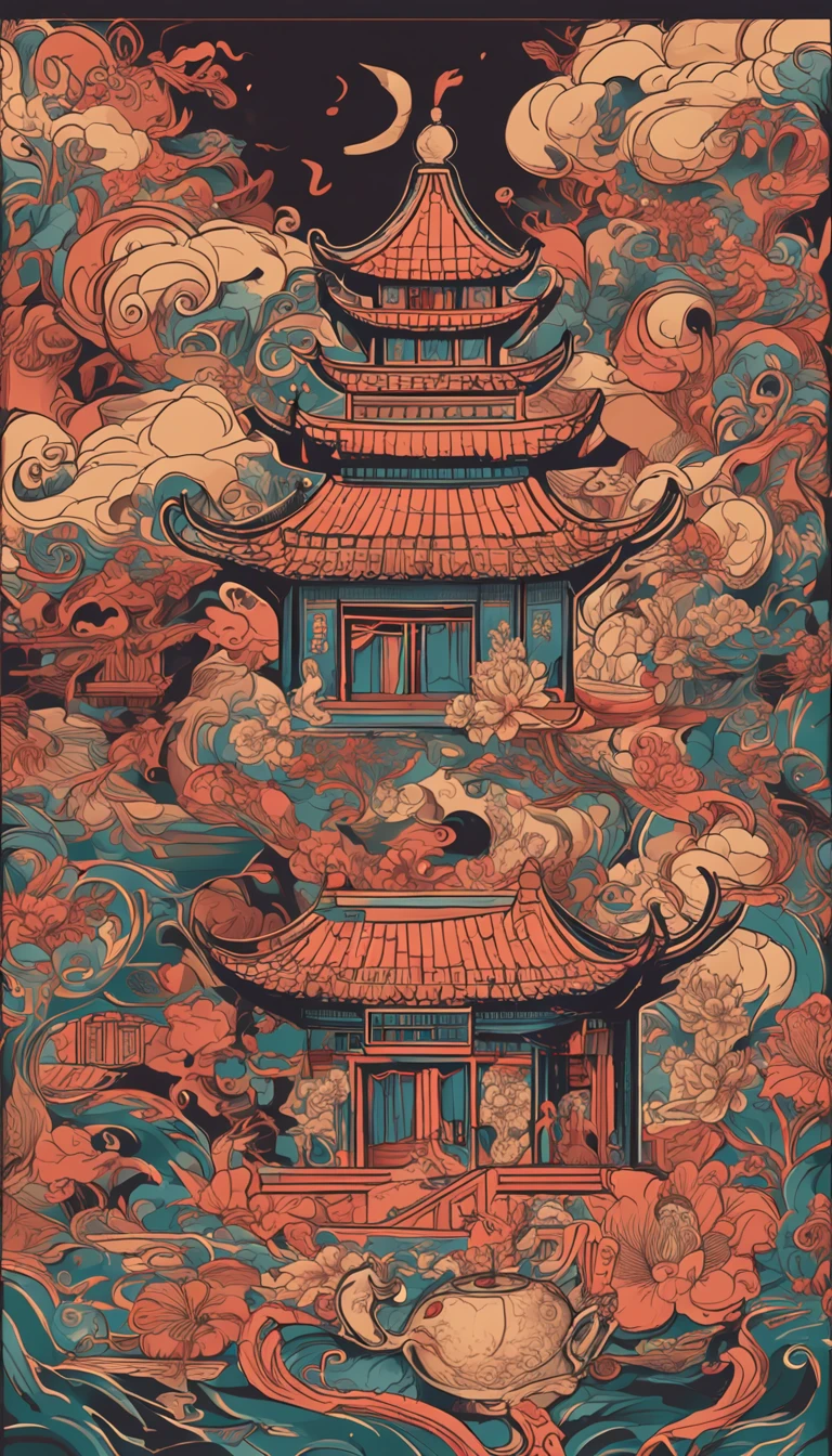 A teapot,Chinese elements are depicted on the body of the pot,Super fine,8K