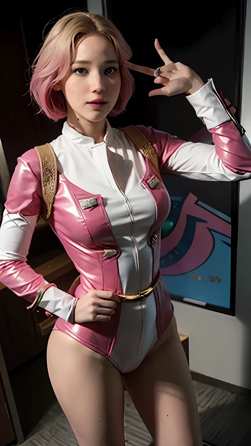 Jennifer Lawrence, Mulher corpo definido (((seios muito grandes))), vestindo cosplay de gwenpool