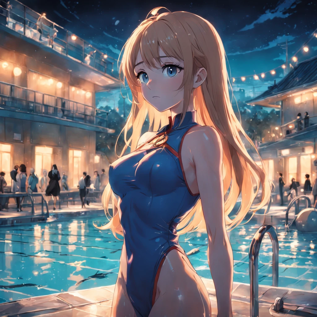 photo of an attractive teacher bombshell going to the pool by buriki