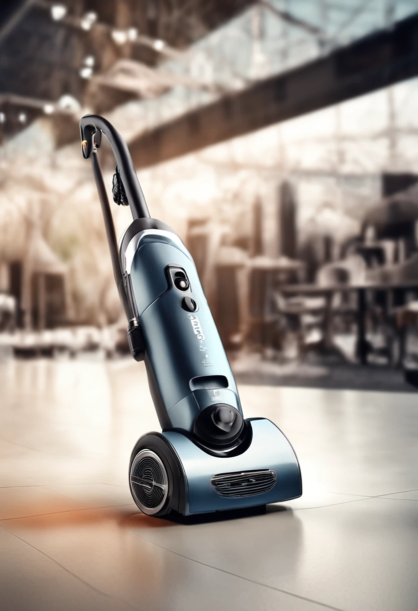Industrial design of modern vacuum cleaners,Photorealistic rendering,Advertising product photography,cinmatic lighting,dynamic angle,high key lighting,dynamic angle,Home Interior Background,bokeh