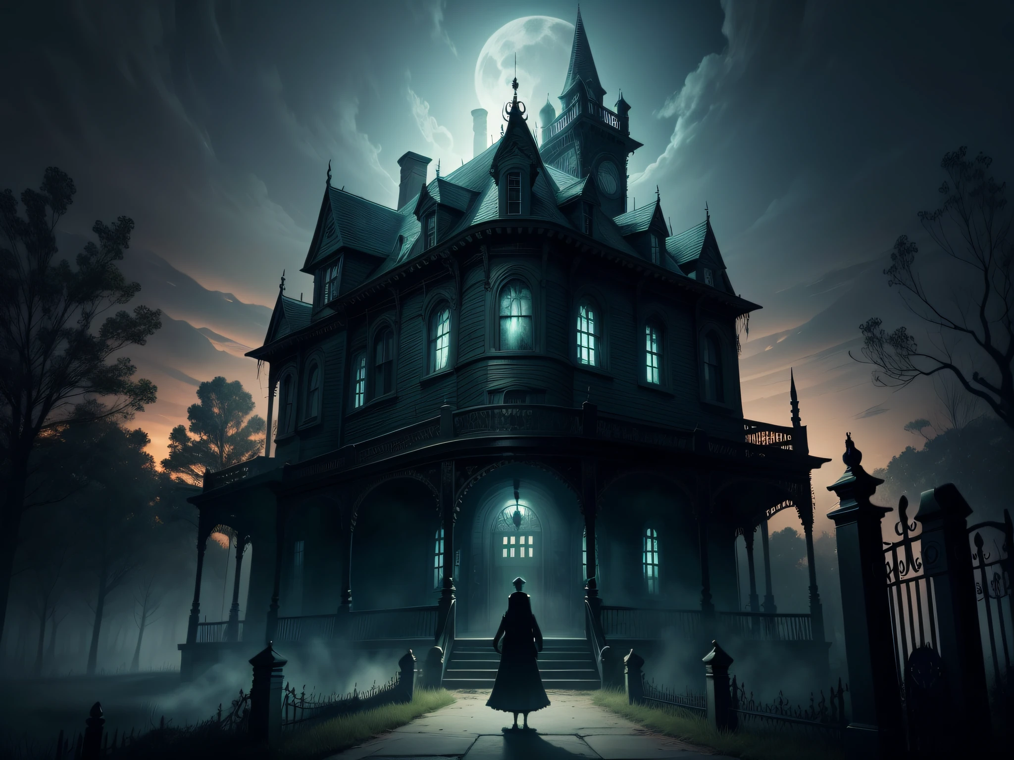 Haunted House: Create a spooky atmosphere with haunted mansion decorations, eerie lighting, and ghostly apparitions.