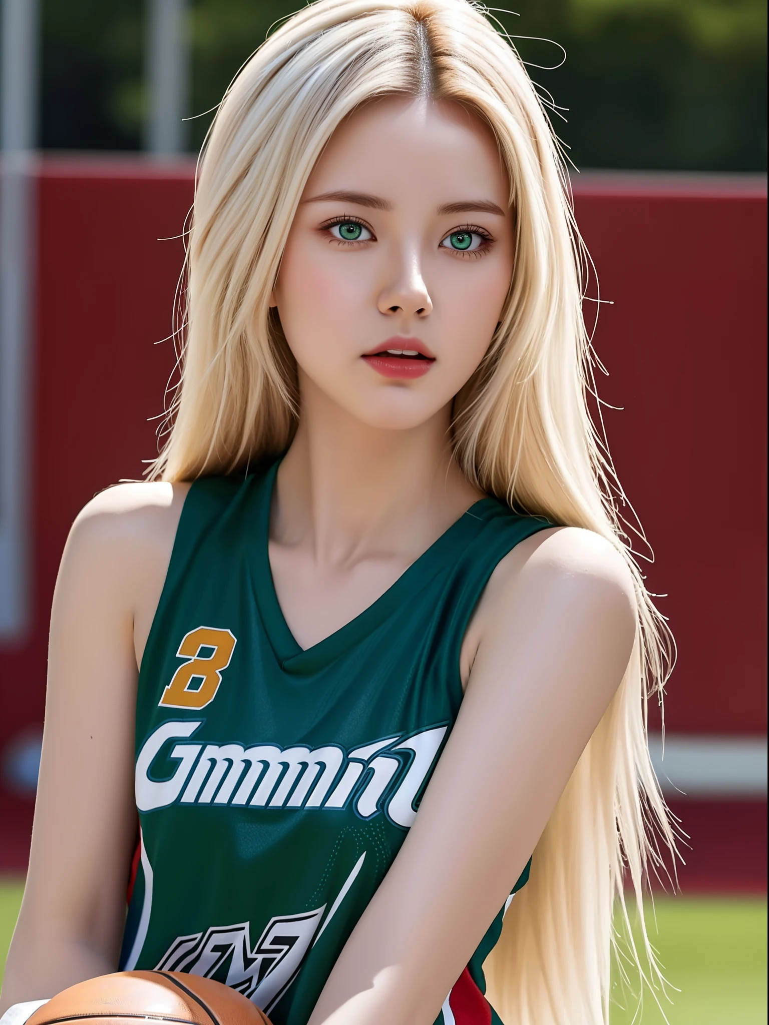 masterpiece, best quality, perfect anatomy, Japanese female, blonde hair, (flat chest:1.4), yellow T-shirt, at baseball stadium
