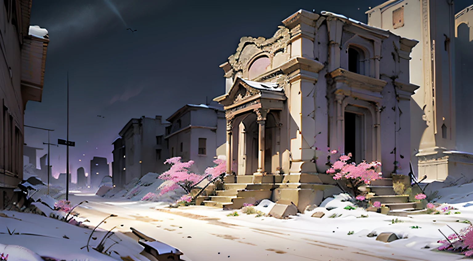 mappa，Ruins outside the city，Wasteland，purpleish color