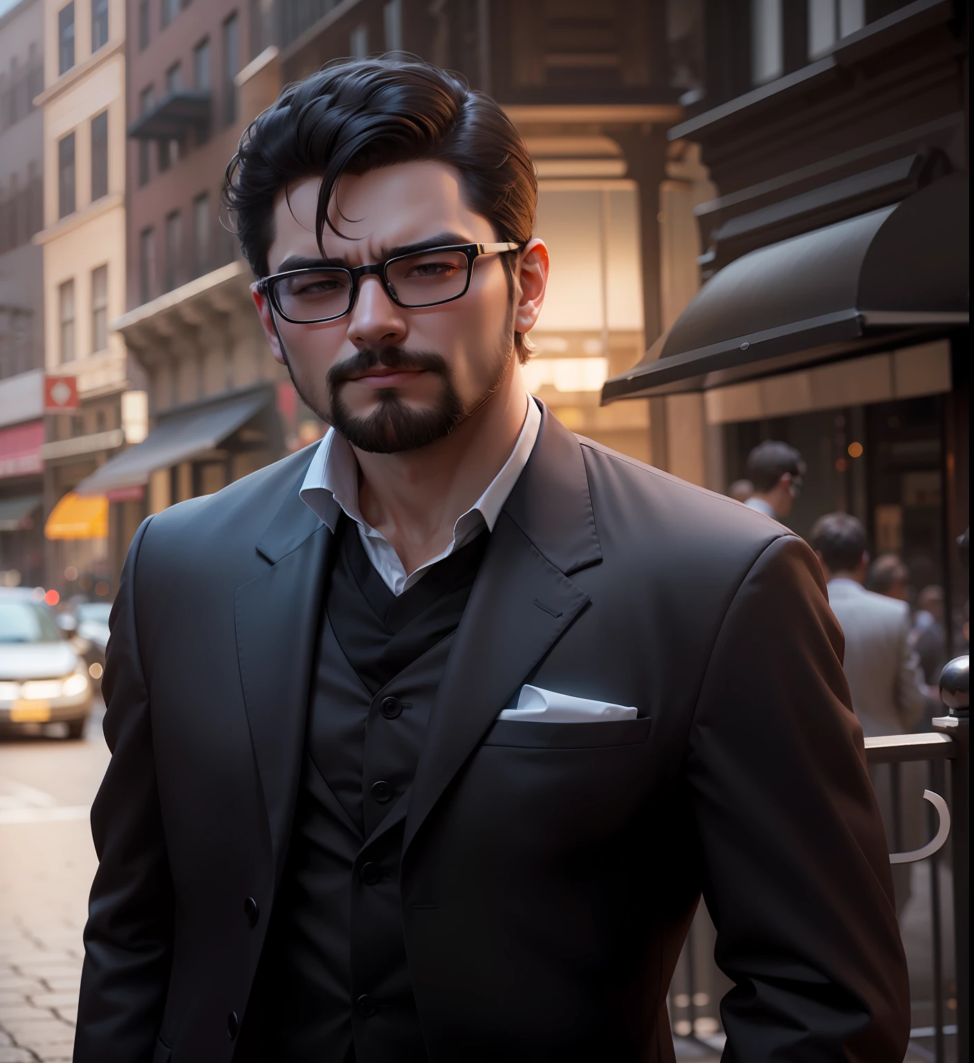 Original face, no face change, background change, 3d , 8k , ultra, real face 100%, with white suit and tie, white glasses, hair style