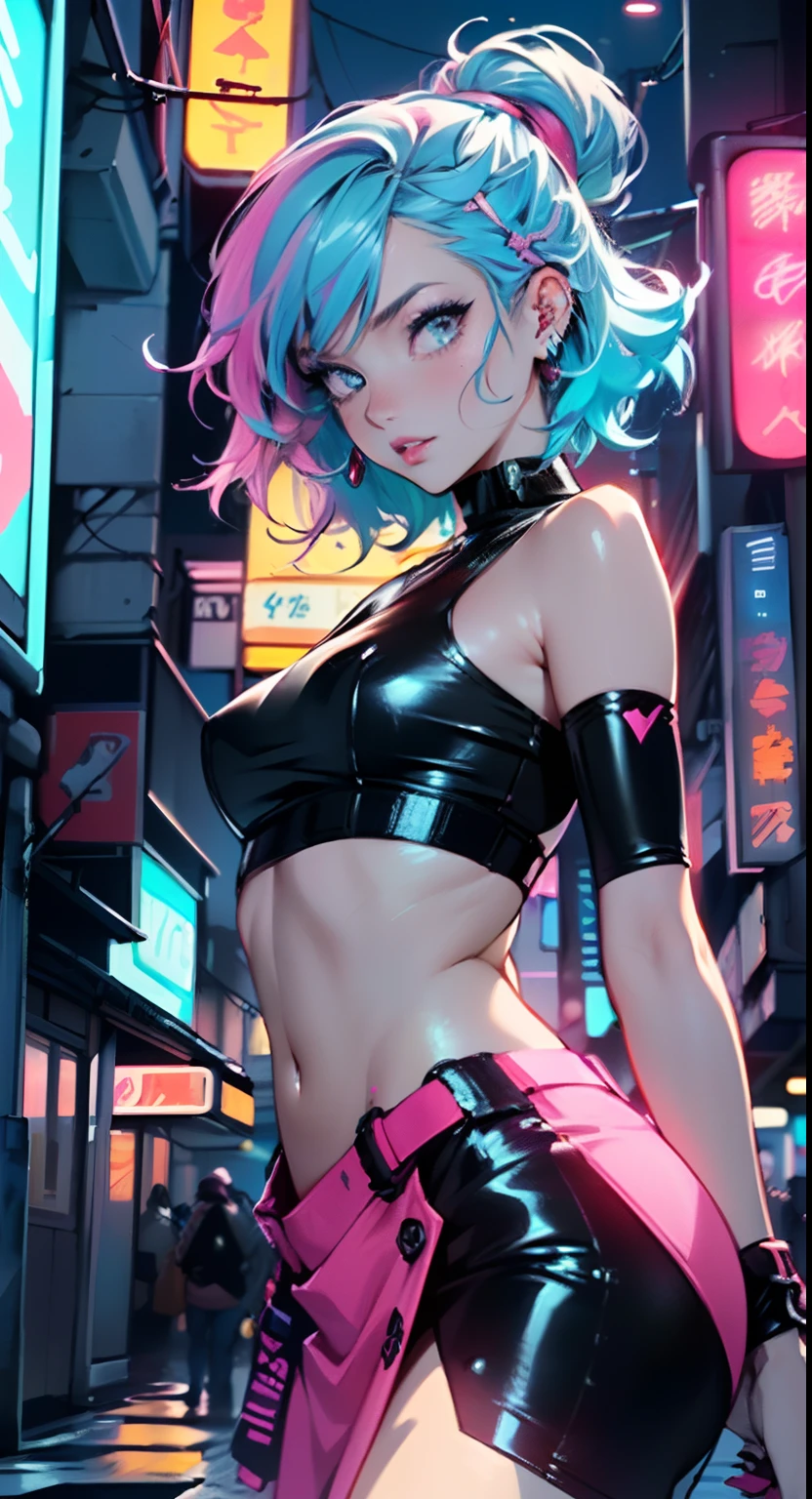 cute little cartoon loli,(((little li,small tiny body,petite))),(((6 ye),((extremely cute and beautiful liquid paint hair haired anime girl walking down the street)),
(((flat chest))),saggy breasts,short hair,(((liquid paint hair:1.1,neon purple hair|neon pink hair|neon blue hair|neon aqua hair|purple hair|fuchsia hair|fluorescent blue hair|amethyst hair|neon hair|bright pink hair :1.5,bright hair: 1.3,hair made of paint and defies gravity,thick flowing,paint splatter:1.3,shiny hair: 1.3,vibrant colored hair))),((heterochromia,eye1 purple,eye2 pink,upturned eyes:1.3,perfect eyes,beautiful detailed eyes,rainbow glows ultra-detailed deep pink purple eyes:1.1,gradient eyes:1,finely detailed beautiful eyes:1,symmetrical eyes:1,big highlight on eyes:1.2)),((fat)),(((lustrous skin:1.5,bright skin: 1.5,skin tanned,shiny skin,very shiny skin,shiny body,plastic glitter skin,exaggerated shiny skin))),(delicate detailed fingers,detailed body,detailed arms,human hands),
cute,slutty,seductive,erotic,(((nsfw))),
revealing clothing,show skin,(wearing a Neon color theme clothing:1.3,micro clothes,little clothing,fluorescent and neon clothing,rave fashion,micro crop top,micro skirt,visible thong straps,accessories LED,detailed outfit,detailed clothes),
(dynamic pose:1.0),solo focus,embarrassed,centered,scale to fit dimensions,Rule of thirds,
outdoors,((night view)),(very pretty city neon synthwave,cyberpunk night street Background:1.5,dark sky,thick clouds),((neon lights)),(cyberpunk style,neon lights, (synthwave theme background), lonely street),(((detailed background:1.25))),
(best quality),(high resolution),(sharp focus),(ultra detailed),(extremely detailed),(extremely high quality artwork),8k_wallpaper,(extremely detailed CG 8k),(very fine 8K CG),((hyper super ultra detailed perfect piece)),flawless,(((masterpiece))),illustration,vibrant colors,(intricate),High contrast,Selective lighting,Double exposure,HDR (High Dynamic Range),Post-processing,Background blur,