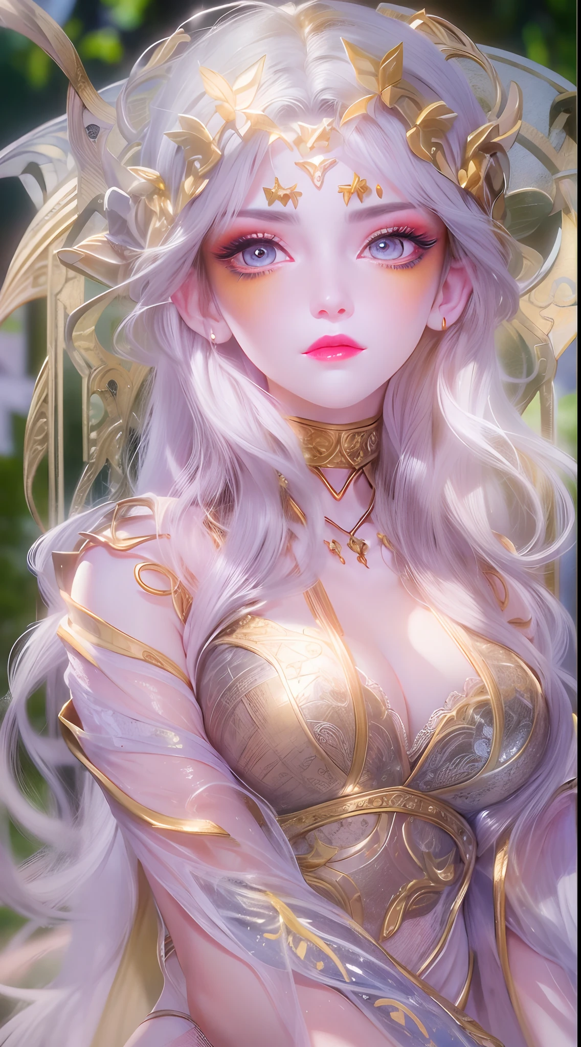 1 20 year old girl, 1 goddess Athena, pink purple silk dress, beautiful goddess Athena face without blemishes, delicate yellow nightgown, long thin sequin nightgown with many sexy black lace details, 1 beautiful thin red silk cloth half veil, female saint legend, female saint icon, beautiful goddess style glitter, dark and mysterious version, vermilion lips, plump red lips, not smiling, mouth closed, delicate and beautiful pino detailing, delicate and beautiful lip detail, , (pure and flawless face: 1.9), female saint body, round chest, big and round breasts, phoenix brooch, long flat bangs, (black long hair: 1.9), flower stickers tattoo on forehead, beautiful clear face and well-proportioned eyes, (light purple eyes: 1.8), (big round eyes and makeup, sexy wet eye makeup, very beautiful and meticulous hair makeup, long and delicate blonde hair, delicate, body image: 1.8), figure: and vivid, (stars that make up the sky: 1.7), (the sky of heaven and the fictitious gate of time and space: 1.8), fictional art, RAW photos, hanfu photos, best photos, high resolution, best quality, best photos, best goddess quality, 8k female, super 8 single saint portraits, truest color schemes, masterpieces, best beauty brands, best hair jewelry, brand real photo, dark studio, border light, two-tone lighting, (rose white skin: 1.4), (high skin detail: 1.1), 8k uhd, d slr, soft light, 8k, high quality, candid, volume Smooth and sharp, 10x pixel increase, sexy goddess, sexy goddess, (background space: 1.8), (most beautiful aurora eyes: 1.7), beautiful eyes, aurora beautiful and flowery, (beautiful single girl: 1.8), (more details:0.8),