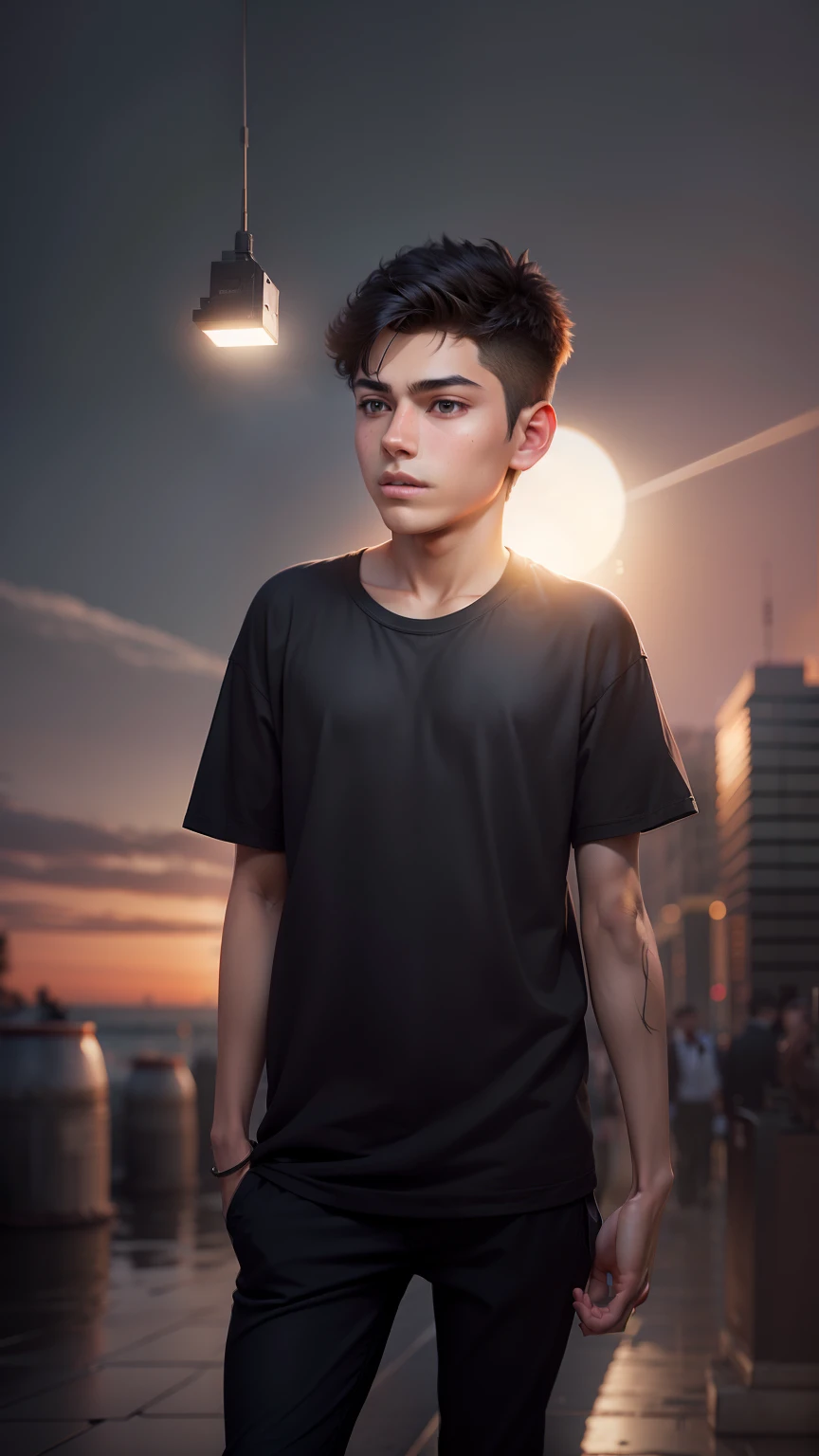 "Create a stunning 1k resolution image featuring a handsome teenage boy, transcending reality."